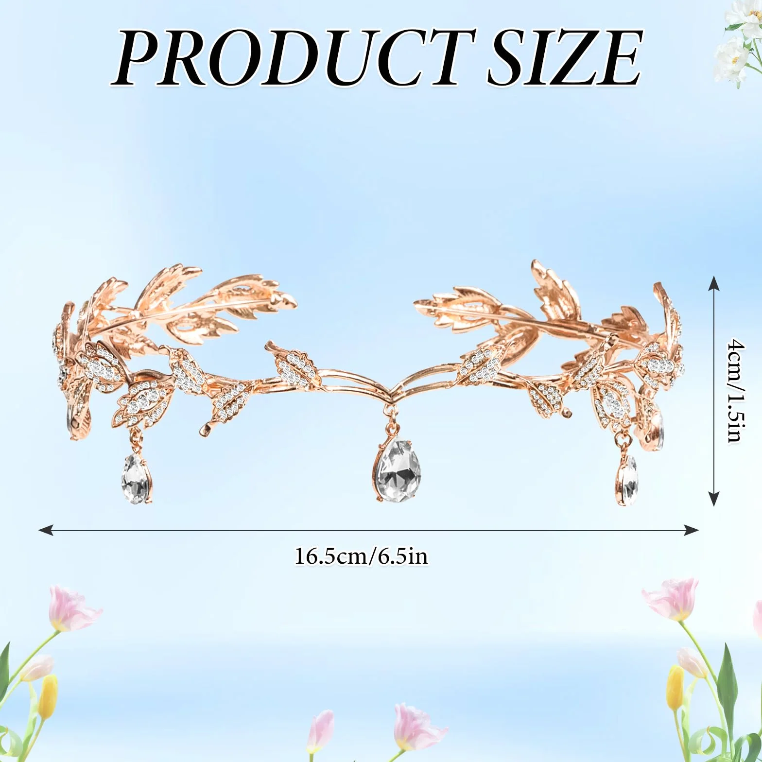Elegancka tiara dla kobiet, tiary ślubne dla panny młodej z liśćmi i wiszącymi kryształkami, korona księżniczki, tiara ślubna na głowę dla panny młodej, dwóch panien honorowych, dziewczynek, 17