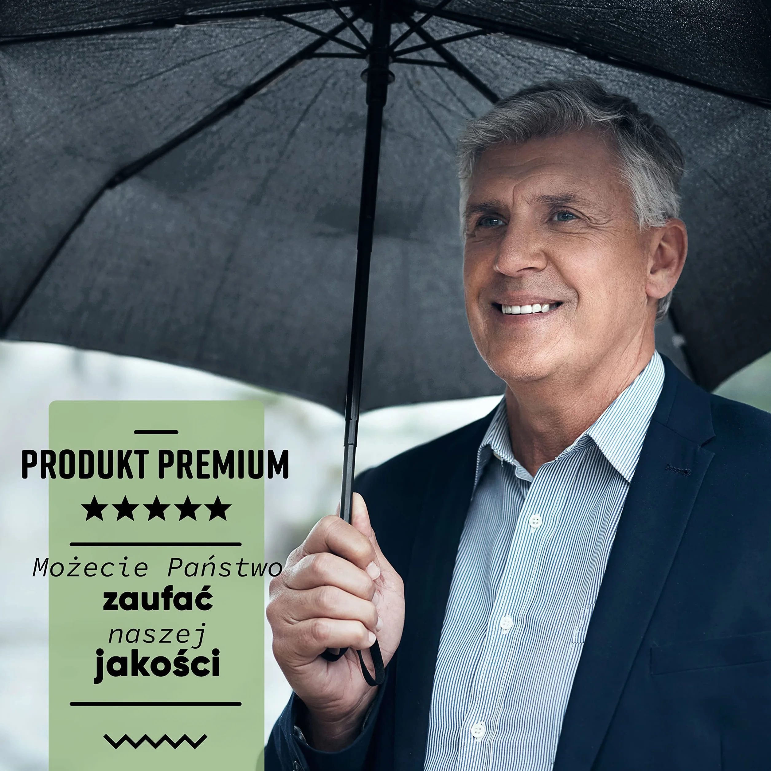 Villkin Parasol odporny na burze z automatycznym otwieraniem i zamykaniem – wytrzymały i wysokiej jakości parasol w kolorze czarnym dla kobiet i mężczyzn – parasol kieszonkowy o szerokości 107 cm