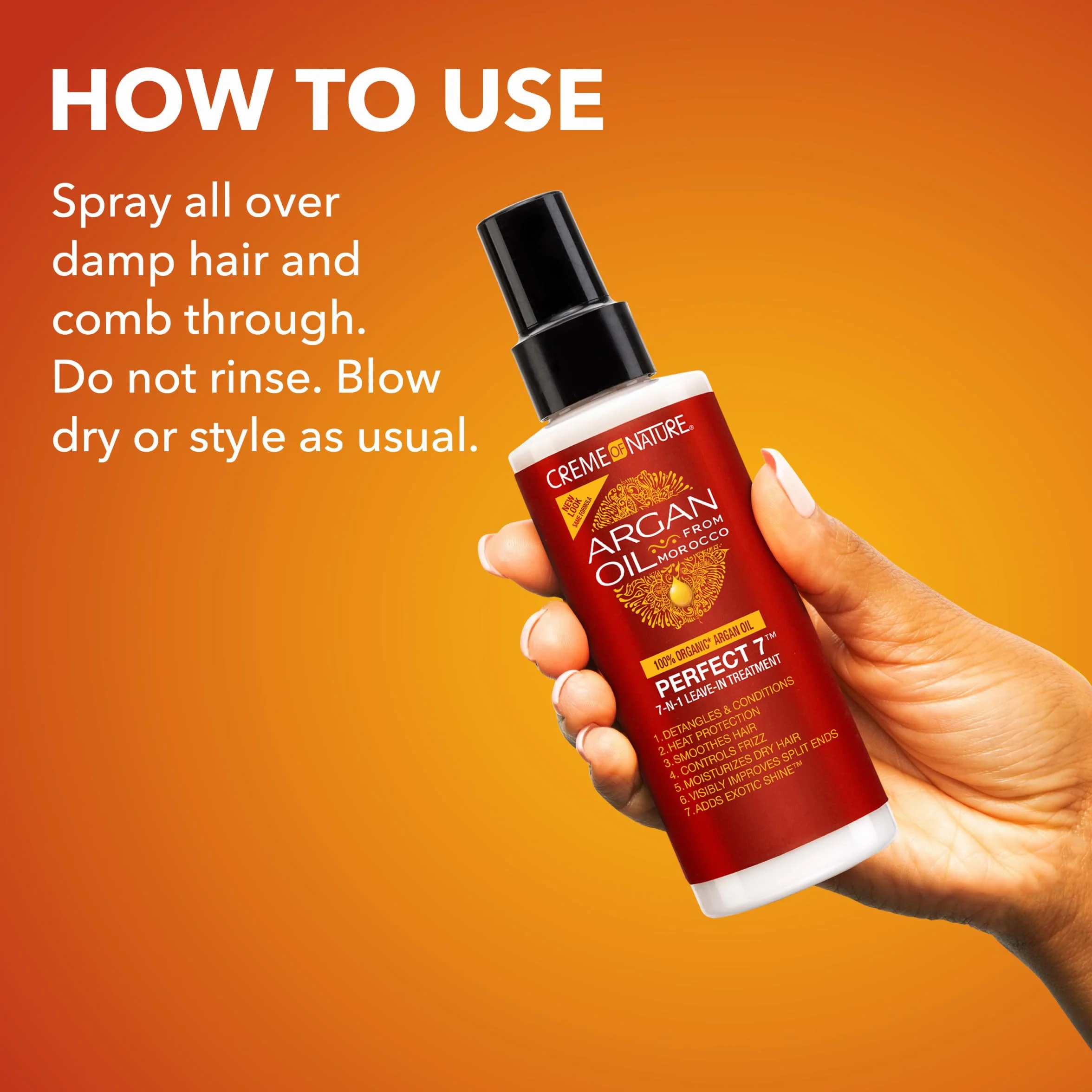Creme Of Nature Argan Oil Perfect 7 Leczenie 7 w 1, dla zdrowego wyglądu włosów, 7 korzyści w 1 produkcie - 150 ml