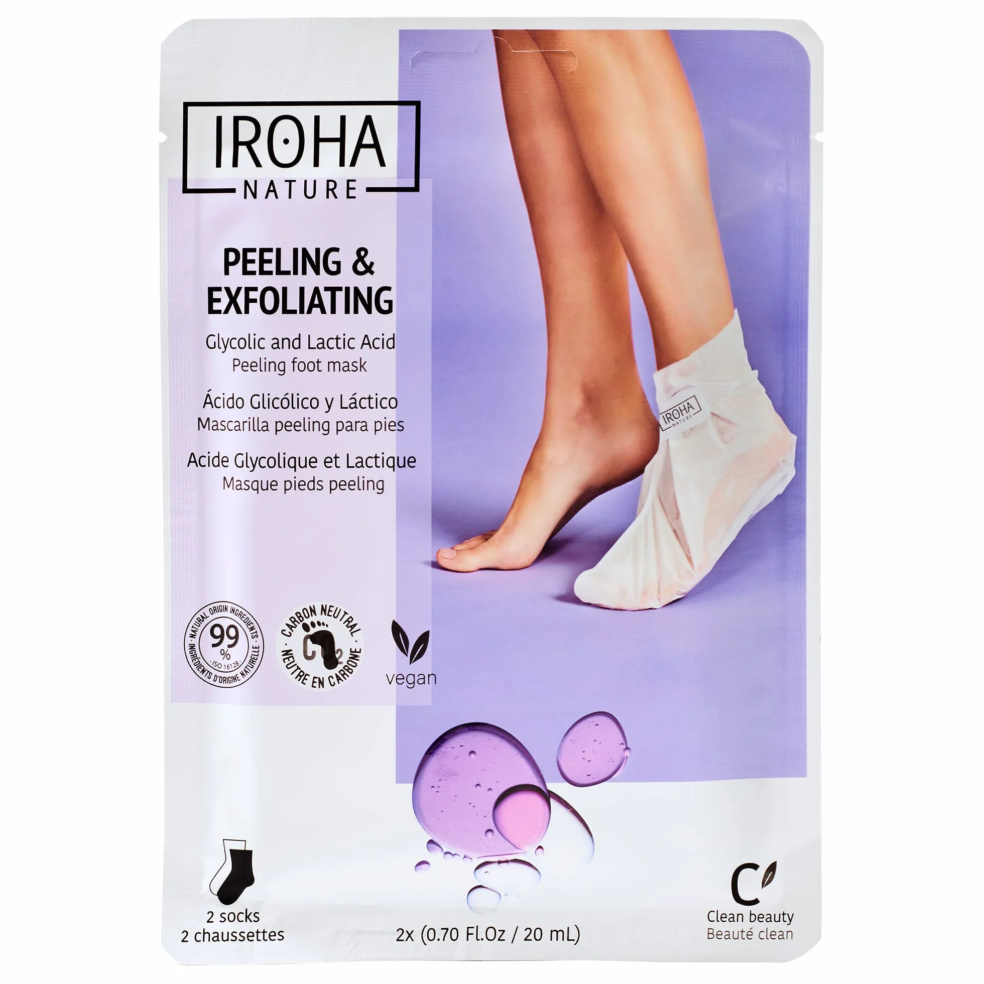 Iroha Nature Exfoliations Socks Lavendel skarpety do peelingu, 1 opakowanie (1 x 2 sztuki)