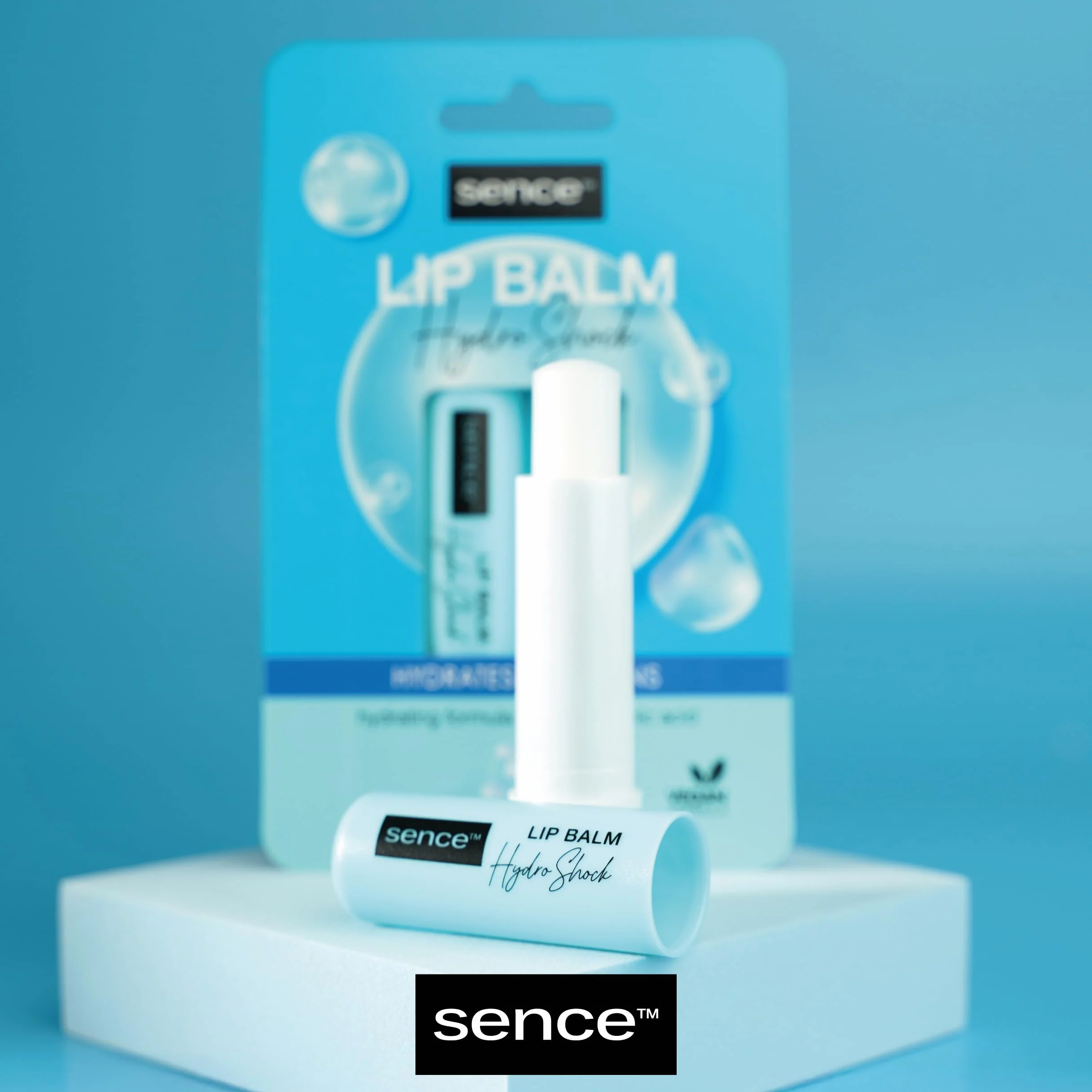 Sence Balm Hydro Shock, pomadka do ust z kwasem hialuronowym i parafiną, kosmetyk do pielęgnacji ust, pielęgnacja na dzień dla gładkich ust, wegańska pomadka do ust (2 x 4,3 g)