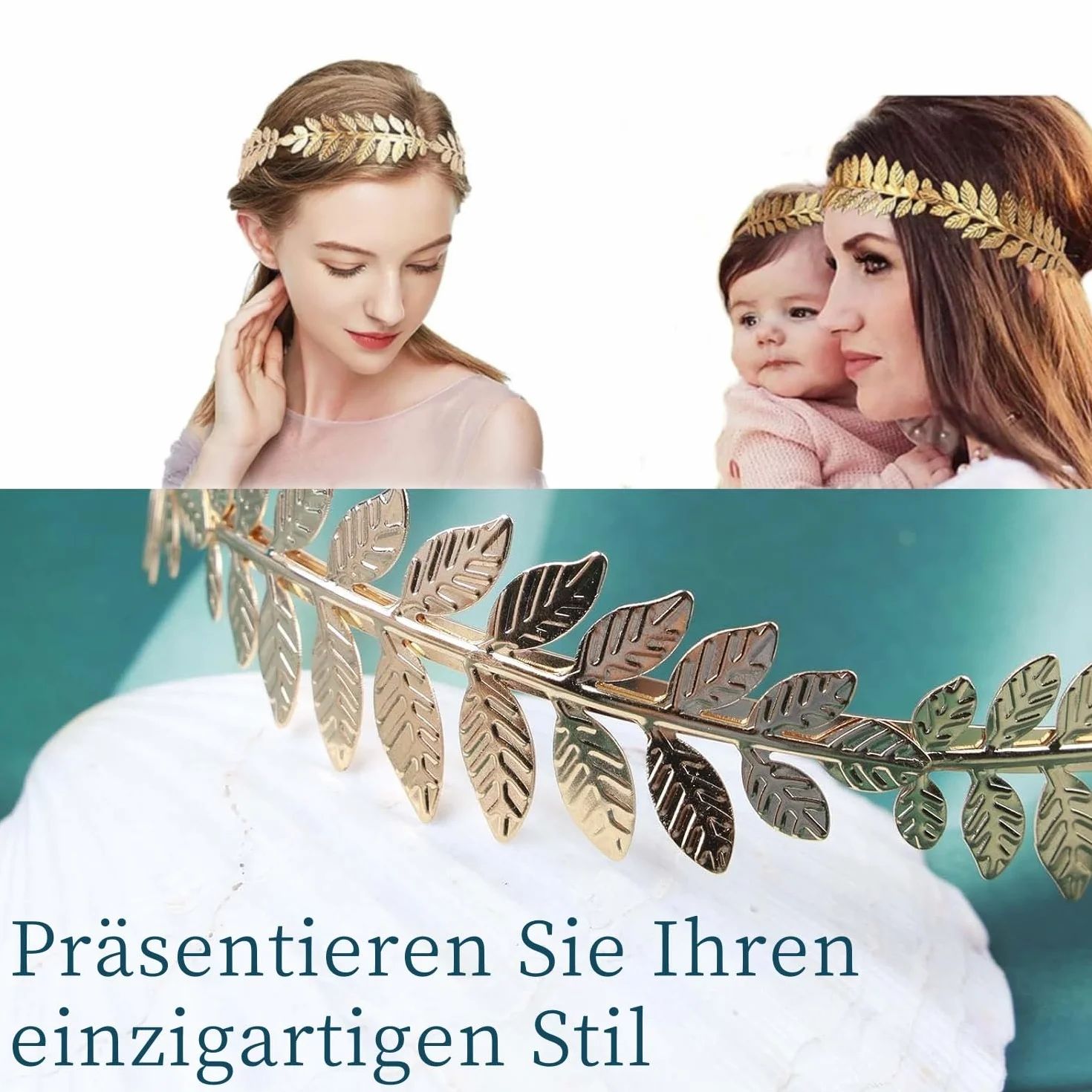 Opaska do włosów dla kobiet , złota ozdoba na głowę, dla panny młodej, dla dziewcząt, wieniec laurowy, ozdoba do włosów, złota ozdoba na wesele, styl boho, liść
