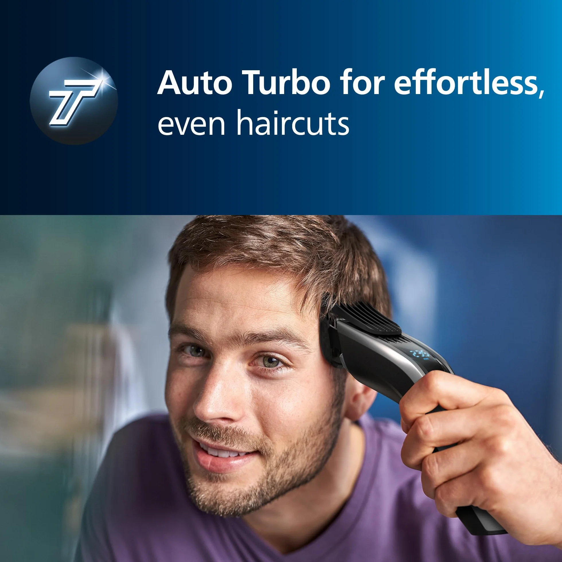 Philips Maszynka do strzyżenia włosów 9000, trymer Auto Turbo z technologia Dual Cut, grzebienie z napędem, 400 ustawień długości, 120 Min. Czas pracy, Bezobsługowość, Podstawka ładująca, HC9450/20