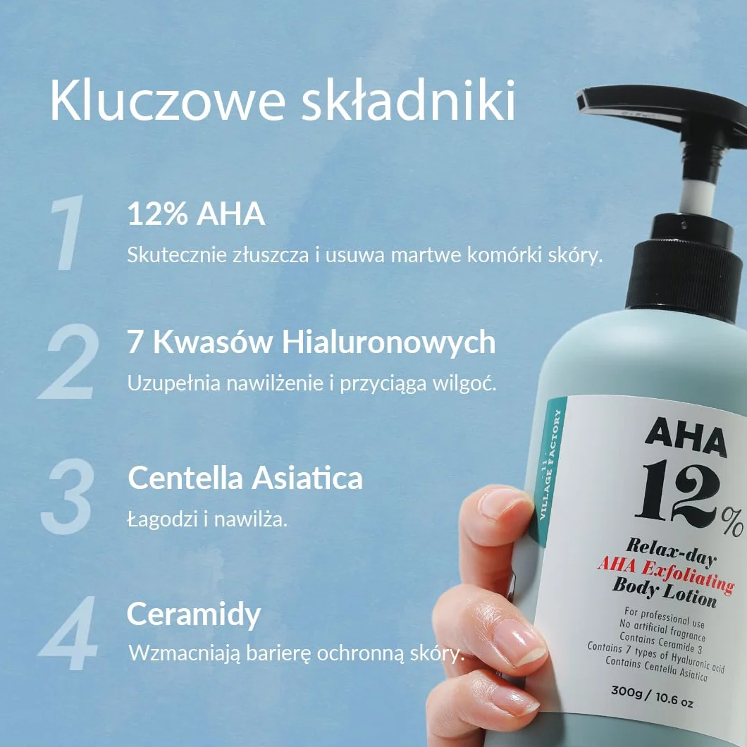 AHA Body Lotion Glicolic ACID 12% 300g Peeling Korean Skincare