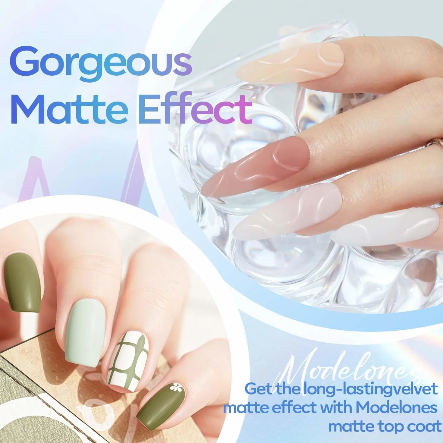 Modelones Matte Top Coat półtrwały lakier do paznokci 15 ml, bez wipe top coat półtrwały żelowy lakier do paznokci UV do manicure'u