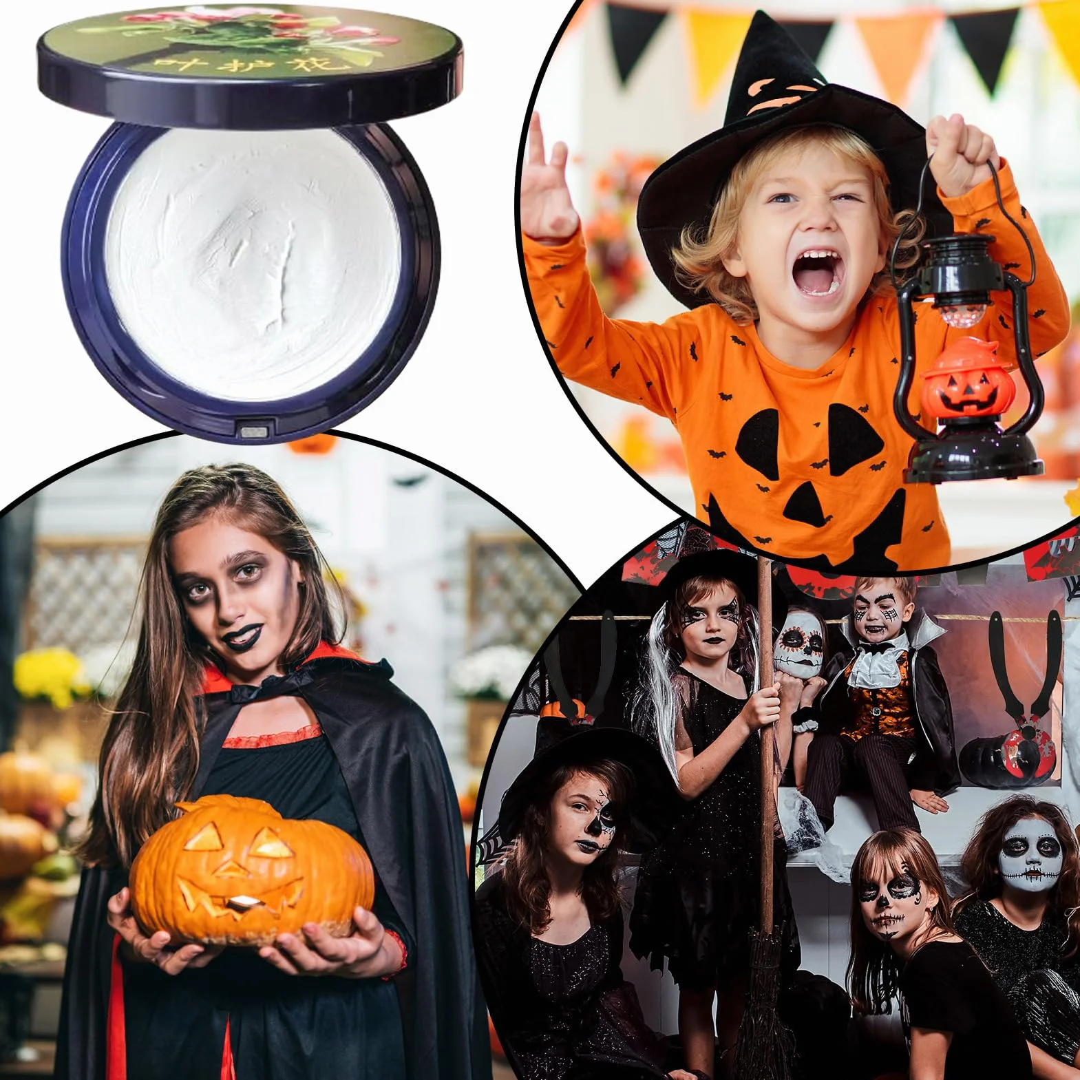 Biały makijaż twarzy, kompaktowy podkład | długotrwała biała farba odporna na plamy dla dorosłych i dzieci Halloween karnawał teatr impreza