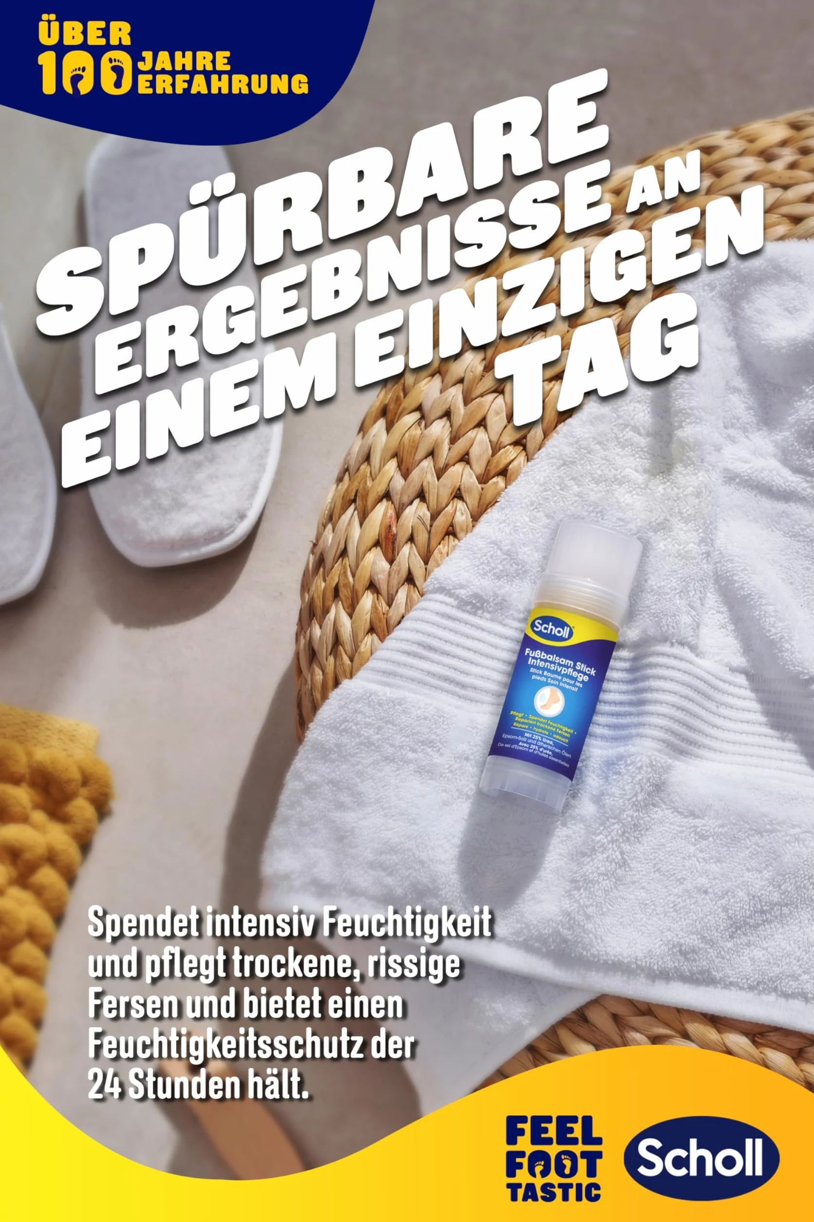 Scholl Intensywnie pielęgnujący balsam do stóp, do naprawy bardzo suchych i popękanych pięt, intensywne nawilżanie dla zdrowych stóp z 25% mocznikiem, solą Epsom i olejkami eterycznymi