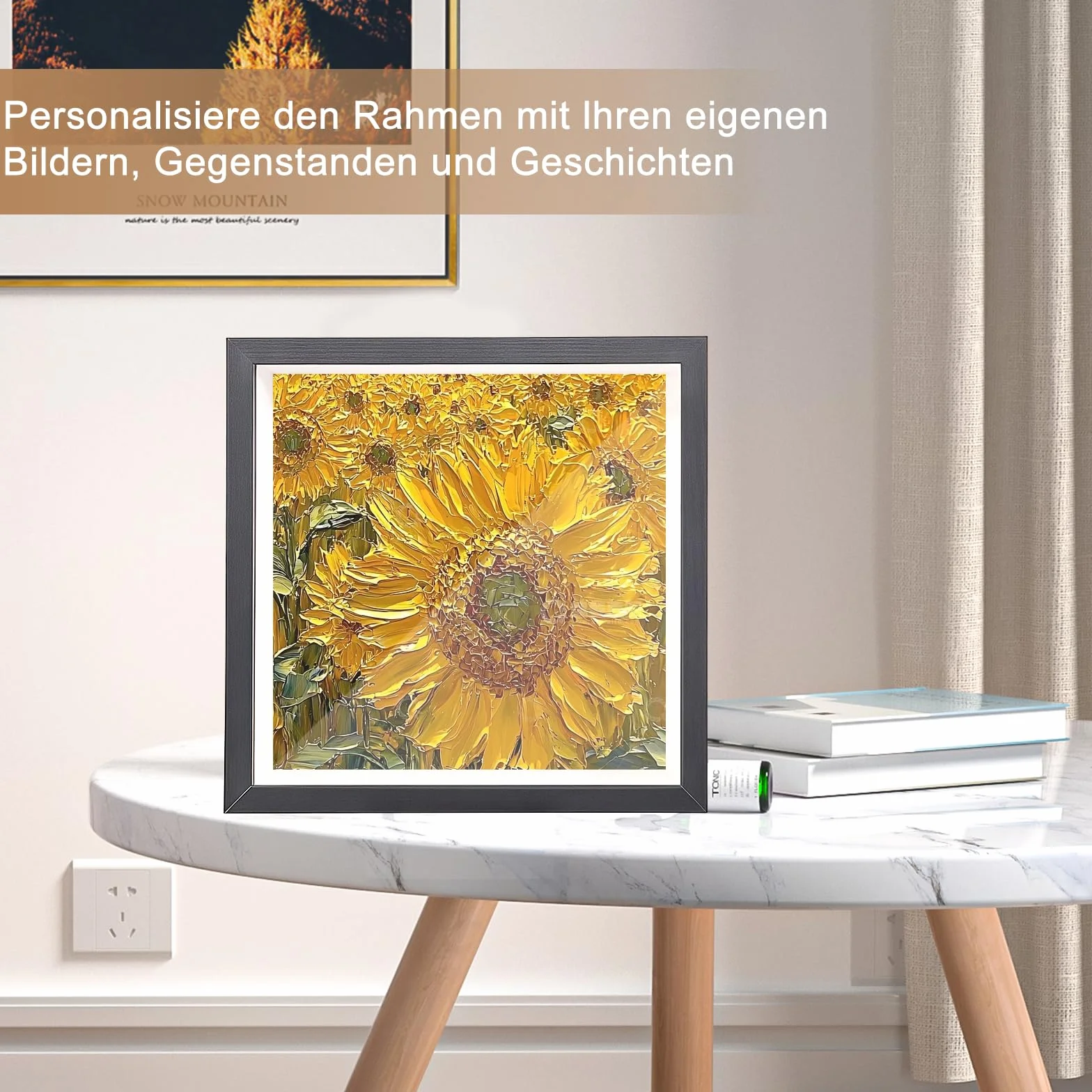 Ramka na zdjęcia 3D 22 x 22 cm – głęboka drewniana rama (3 cm) do napełniania – idealna do dzieł sztuki, pamiątek, na wesele, "zrób to sam"