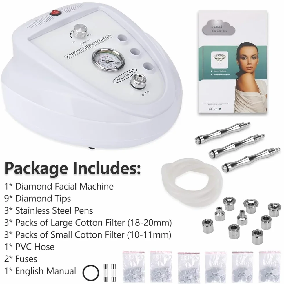 Maszyna do mikrodermabrazji diamentowej, ssanie 65-68 cm Hg, profesjonalne wyposażenie do peelingu mikrokrystalicznego