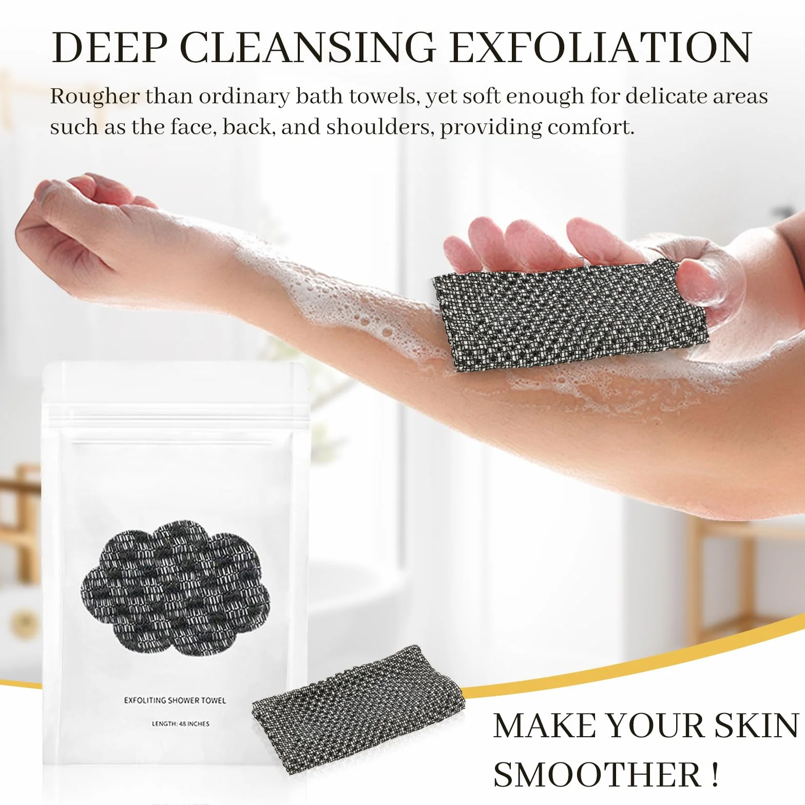 blissal złuszczający się ręcznik pod prysznic, antybakteryjny, peeling, ręcznik pod prysznic, 47" do ciała peeling, gąbka do mycia ciała dla mężczyzn i kobiet
