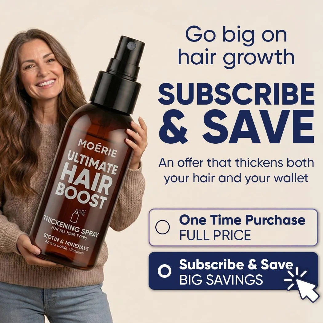 Moerie Ultimate Mineralny spray do wzrostu włosów – dla dłuższych, grubszych, pełniejszych włosów, z biotyną i kofeiną, wegańskie produkty do włosów, bez parabenów, wszystkie rodzaje włosów, odwrotne