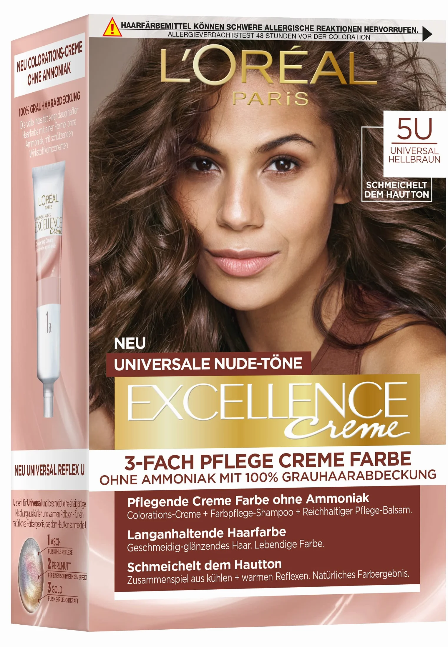 L’Oréal Paris Excellence Creme Farba do Włosów, Nr 5U Jasnobrązowy, 192 g