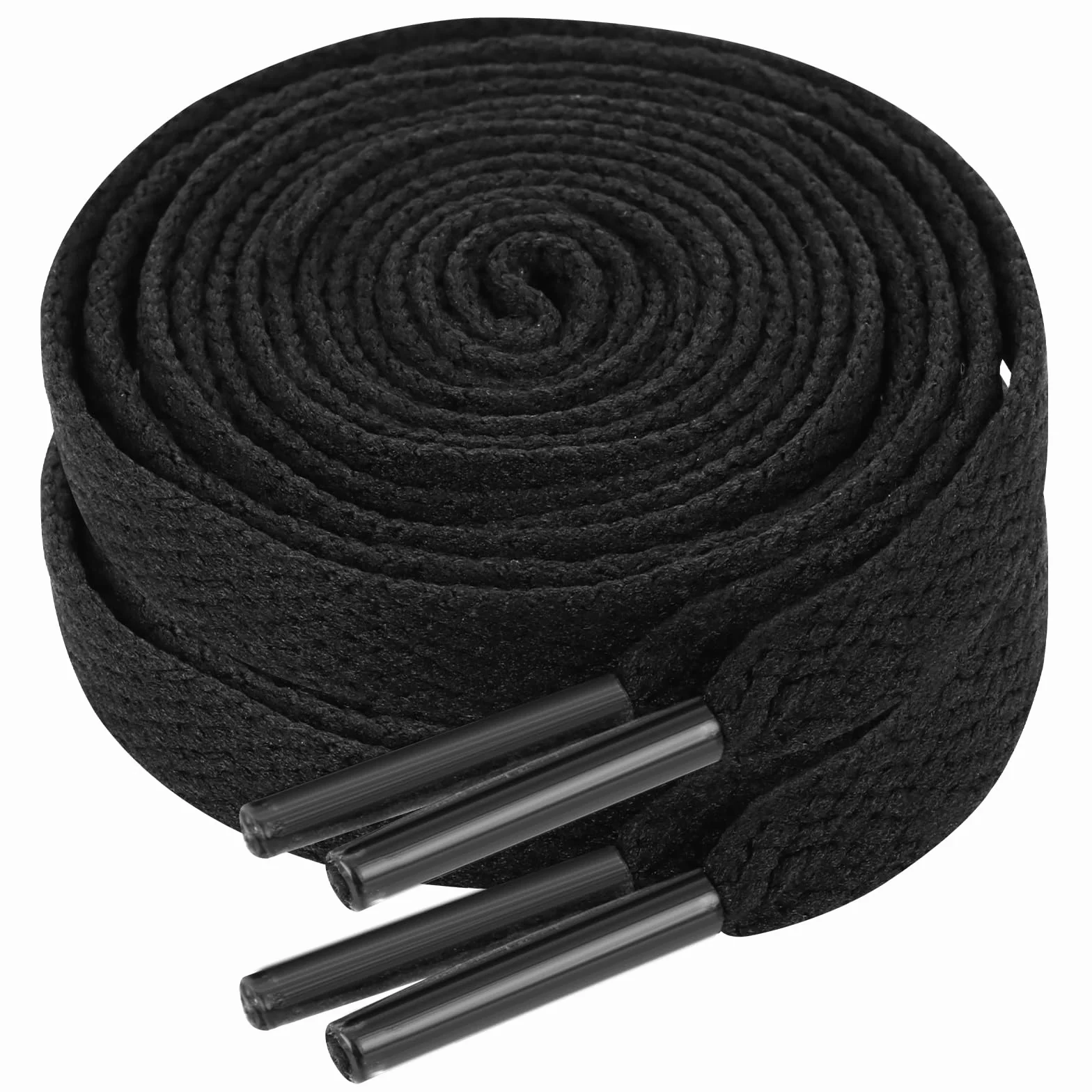 Ouligay 2 pary sznurowadeł czarne, 8 mm szerokości, 120 cm długości, płaskie sznurowadła, odporne na rozerwanie, zamienniki sznurówek czarne do sneakersów, butów sportowych, butów do biegania, trampek