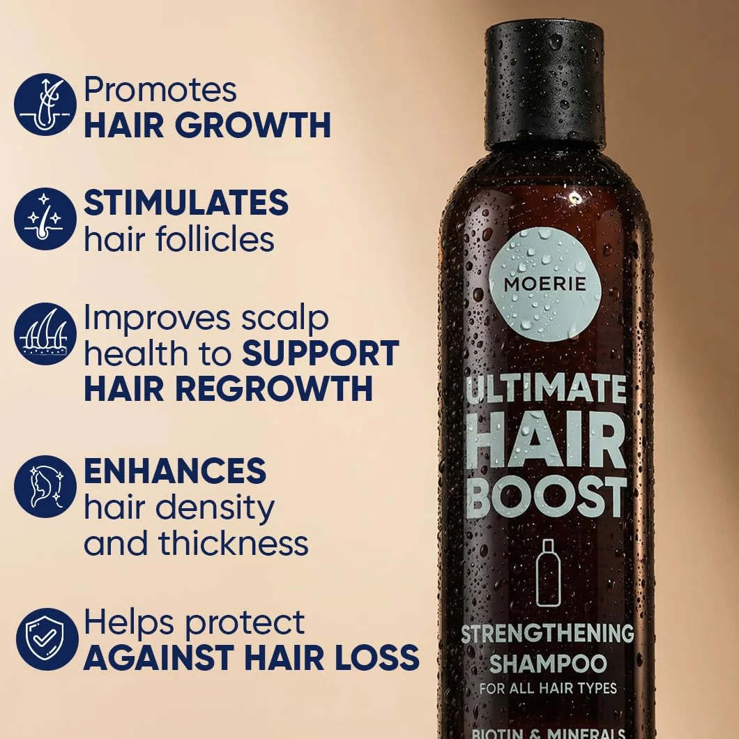 Moerie Ultimate Hair Growth Shampoo – dla dłuższych, grubszych, pełnych włosów, wegańskie, bez parabenów i silikonu