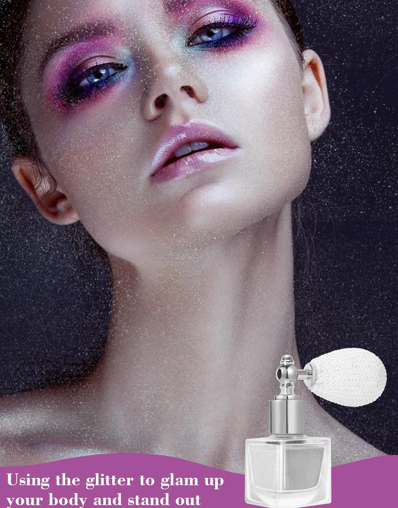 Glitter Spray, brokatowy spray do twarzy i ciała, błyszczący lakier do włosów, puder do makijażu, rozświetlacz, puder brokatowy w sprayu, na Boże Narodzenie, imprezę rave (perłowo-biały)
