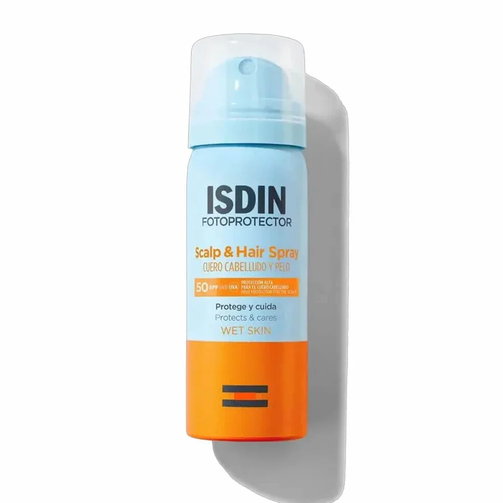 ISDIN Scalp & Hair Spray SPF 50 (50 ml) | Niewidoczny fotoprotektor przeciwsłoneczny do włosów i skóry głowy | chroni przed starzeniem się i niebieskim światłem | Technologia Wet Skin | bez olejów