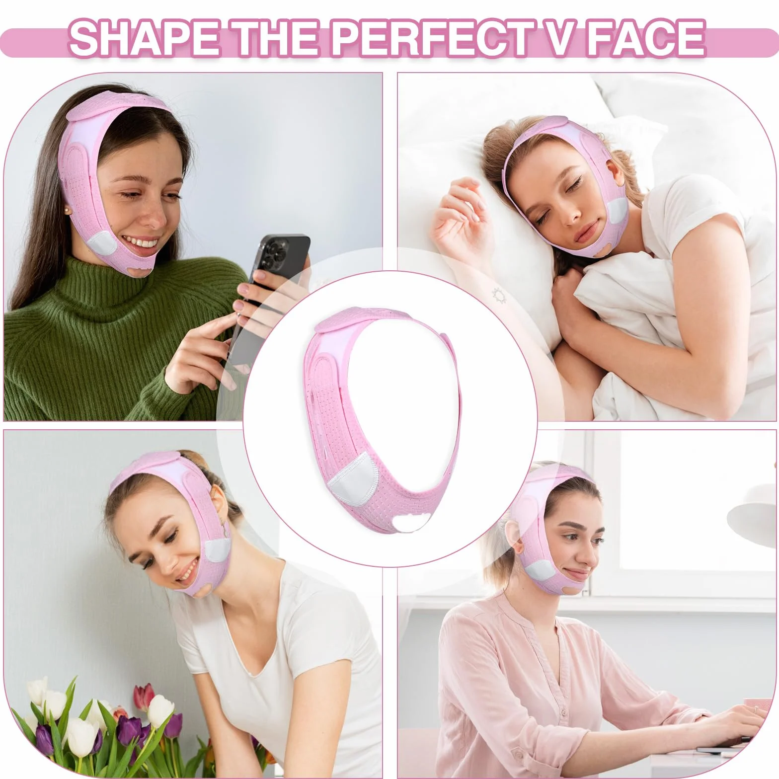 WLLHYF V Line Lifting Mask Wielokrotnego użytku podwójny podbródek reduktor podbródka paski na twarz linia V paski tonizujące twarz podnoszenie i dokręcanie zapobiegają zwiotczeniu kobiet