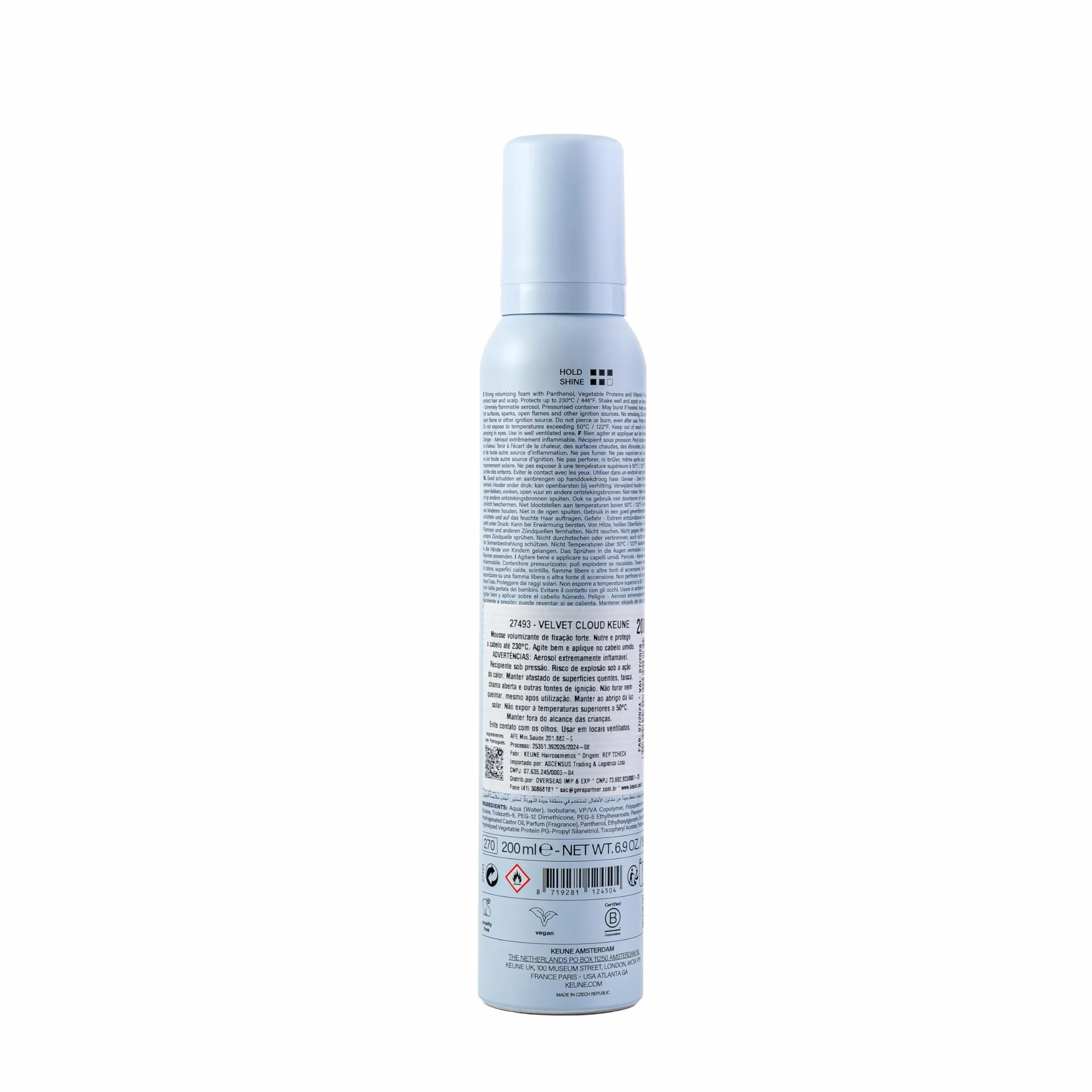 Keune Style Volume Velvet Cloud Strong Volume Foam 200 ml – mocny mus zwiększający objętość
