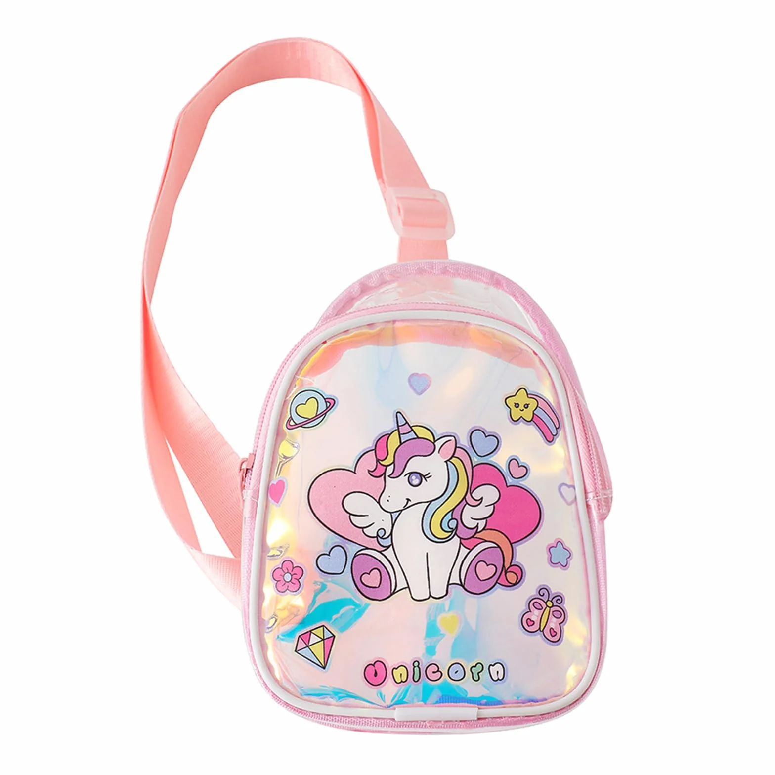 LEBKFT 1 szt. Jednorożec syrenka torba na ramię PVC przezroczysta torba crossbody mini portfel torba podróżna plaża podróż zamek błyskawiczny przezroczysta torebka do przechowywania telefonu