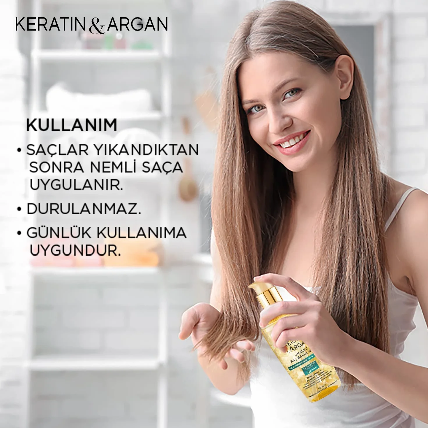 Bioxcin Keratyna i arganowy olejek do pielęgnacji włosów, 150 ml, głęboka pielęgnacja zniszczonych włosów, z efektem zapobiegającym puszeniu się, do wszystkich rodzajów włosów