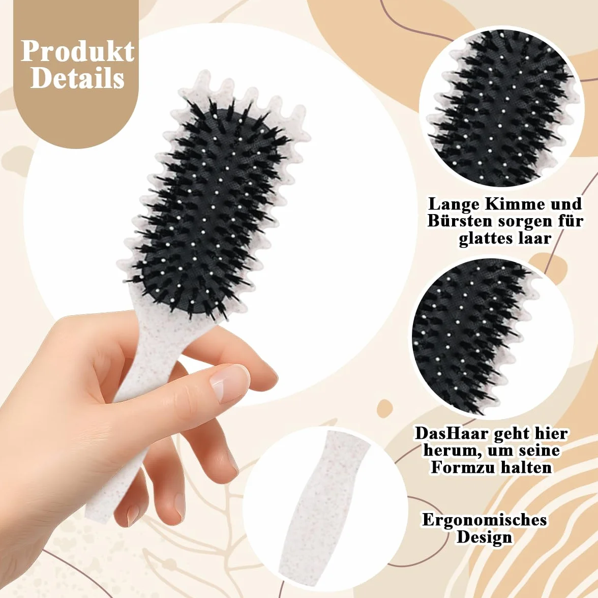 Curly Hair Brush Apriele, szczotka do loków z 1 Scrunchies, szczotka do czesania i formowania, 1 sztuka dekoracji domu