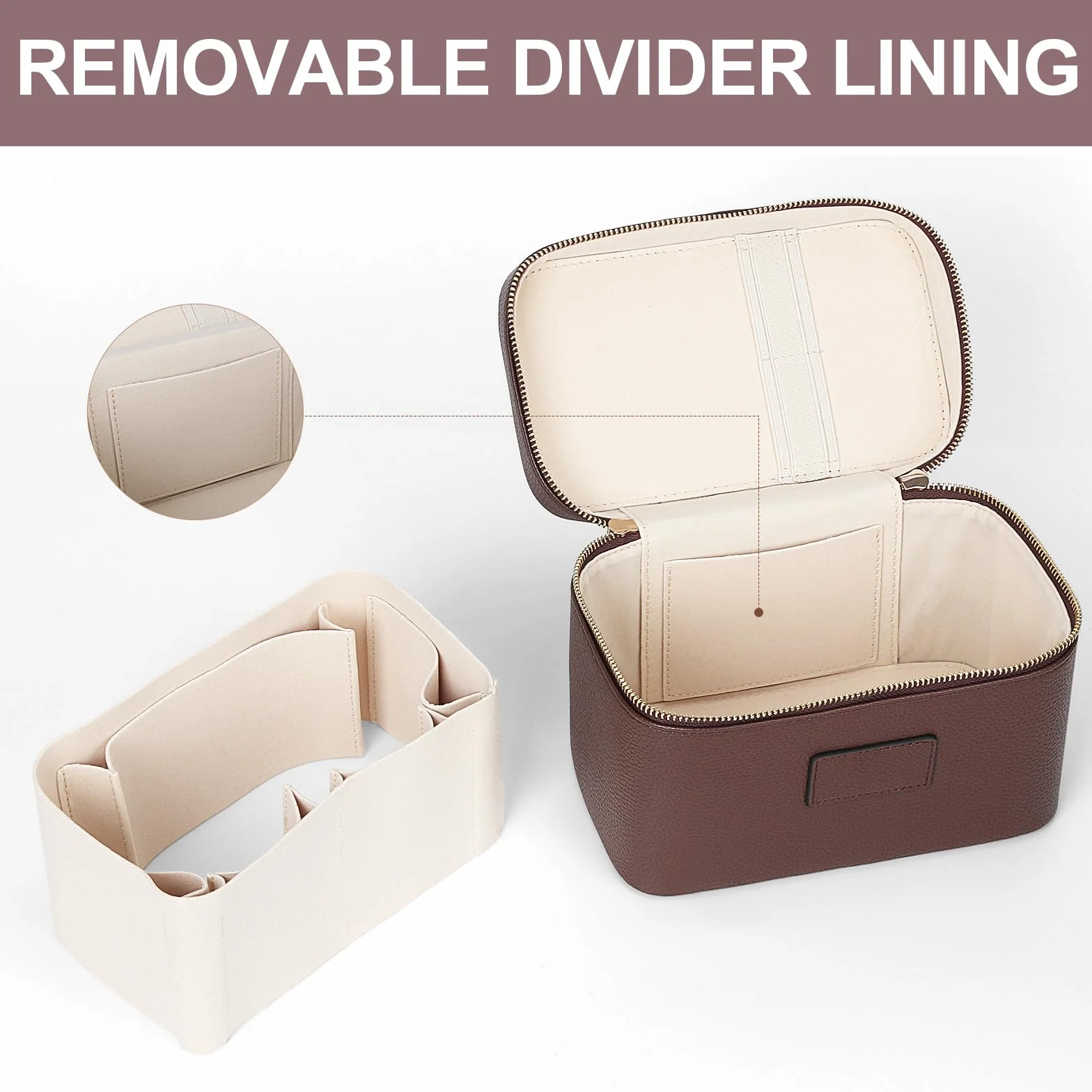 Skórzana kosmetyczka Vanity Case HiTotes 21,5 cm z przegrodą