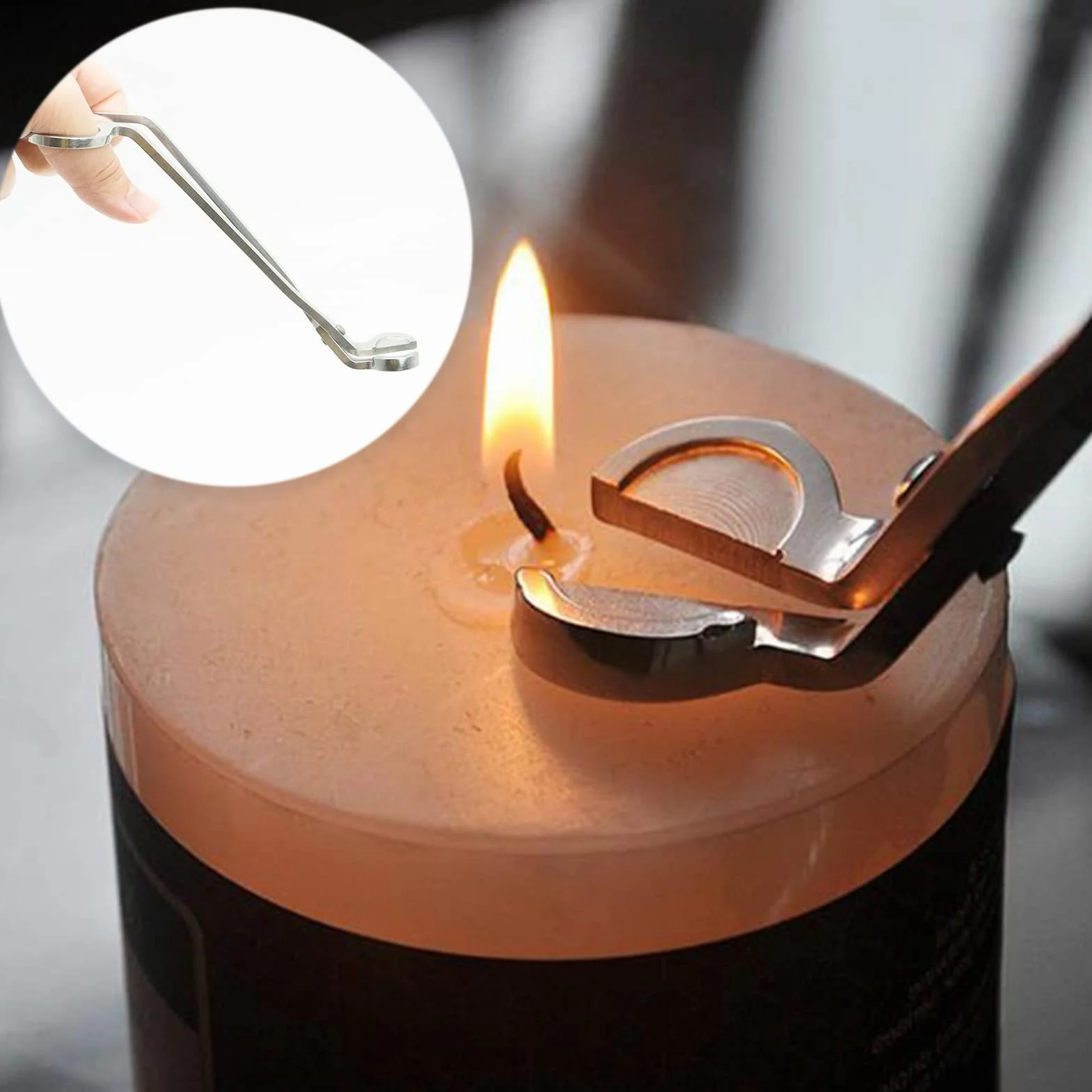 SZXMDKH Świecznik trymer do knotów ze stali nierdzewnej nóż do strzyżenia knotów lampa olejowa świeca akcesoria trymer nożyczki nóż - 18 cm