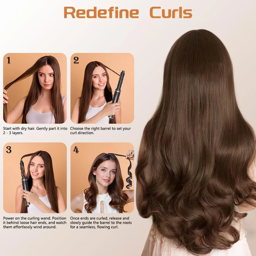 Aolso 5 w 1 Air Styler, suszarka do włosów, automatyczna lokówka powietrza, 3 regulowane temperatury, wielofunkcyjny system suszenia i stylizacji do suszenia, kręcenia, prostowania