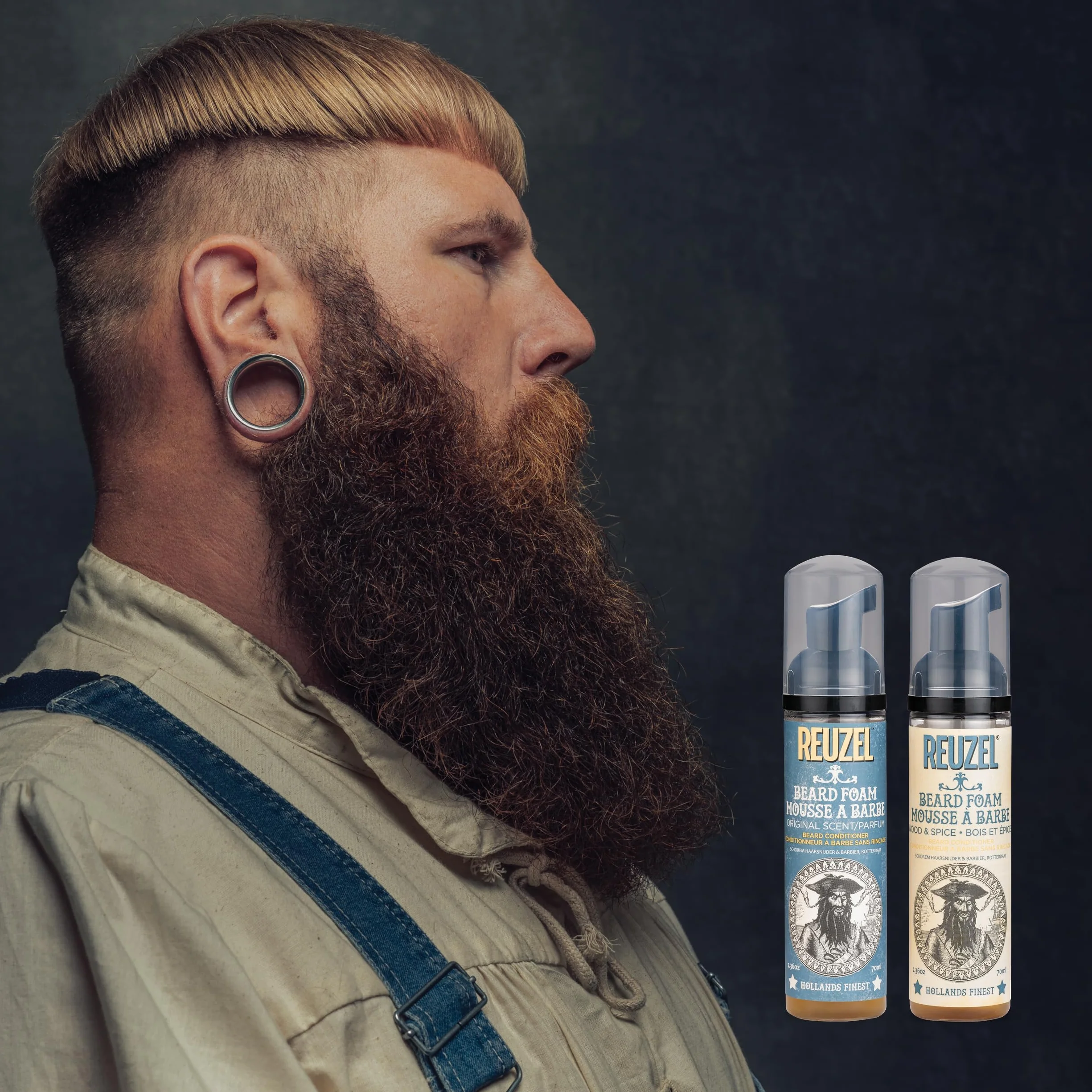 Reuzel Beard Foam - Scented Cream that Reduces Beardruff and Itchy Skin - Men's Grooming Conditioner that Quickly Absorbs into Skin - Vegan Moisturizer for Him with an Everyman Fragrance - 70 ml