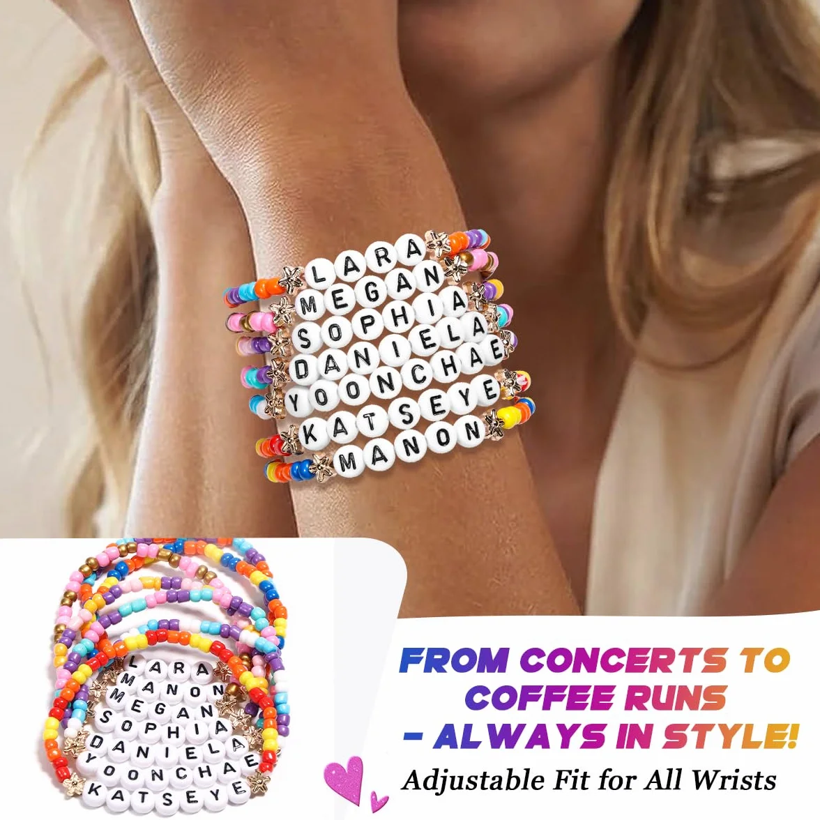 AICase Bransoletki przyjaźni Katseye Merch, inspirowane koncertowym towarem Katseye, rozciągliwe bransoletki z pereł K-Pop, wyjątkowy prezent dla fanów, kobiet i mężczyzn