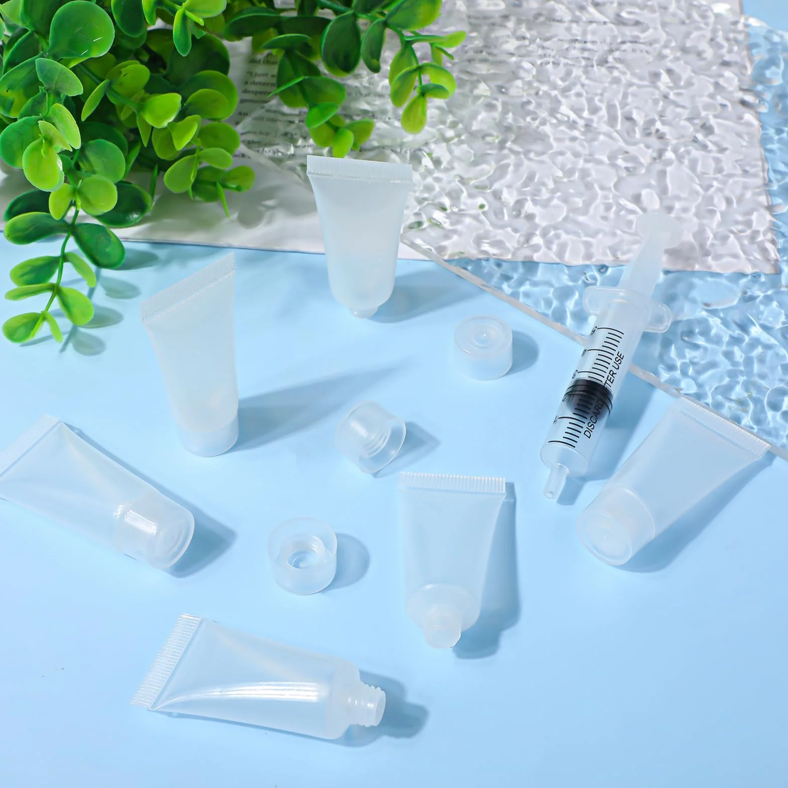 Puste tubki do ust, 20 sztuk, 5 ml, pusty pojemnik na błyszczyk ze strzykawką, wielokrotnego napełniania, pojemnik na kosmetyki, podróżny, pojemnik na próbki żelu pod prysznic, balsam