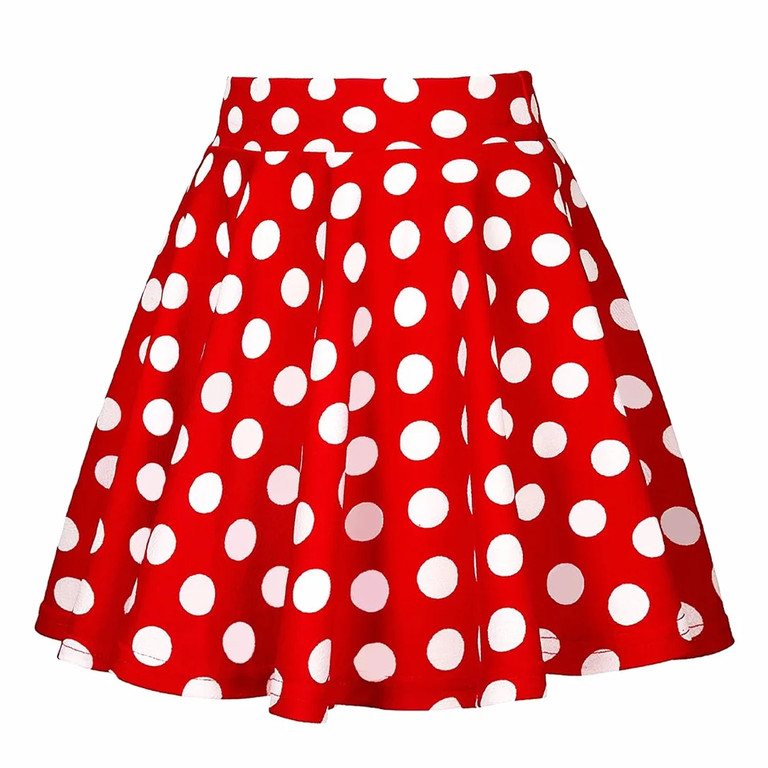 Sprinlot Damska spódnica w stylu vintage z lat 50., plisowana spódnica w stylu vintage, spódnica w kropki, spódnica swing rock, spódnica imprezowa na karnawał, Halloween, karnawał, imprezę, C3