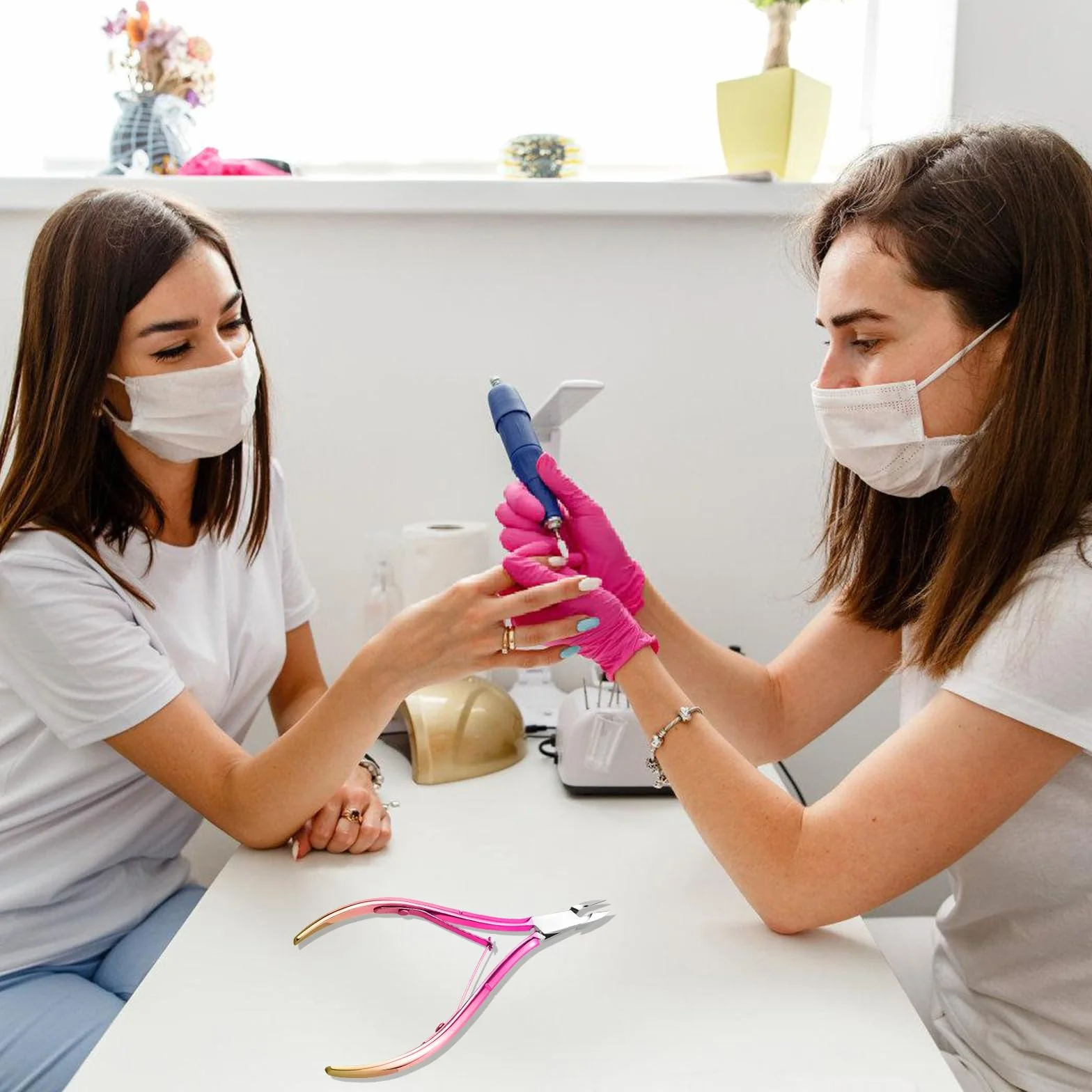 Nożyczki do skóry, Profesjonalne szczypce do skórek ze stali nierdzewnej, Różowy gradient, Pedicure i manicure