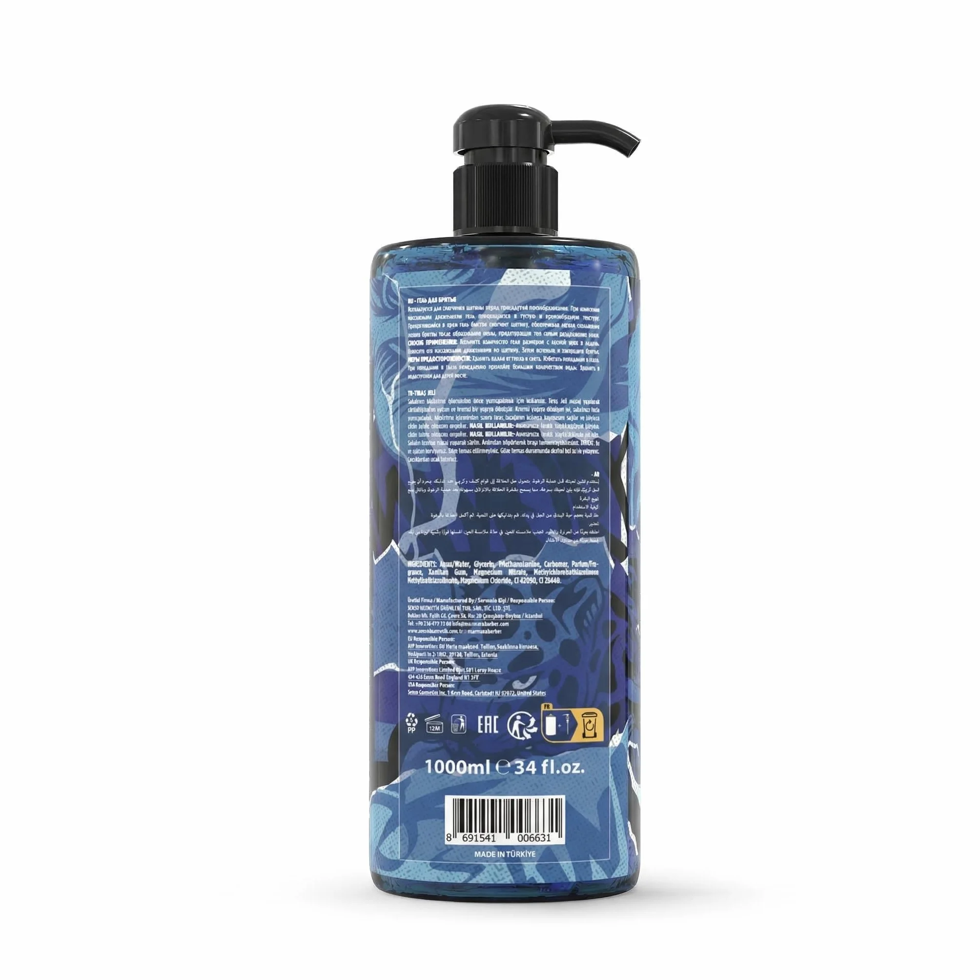 BARBER MARMARA Żel do golenia przezroczysty 1000 ml – precyzyjne golenie konturów brody