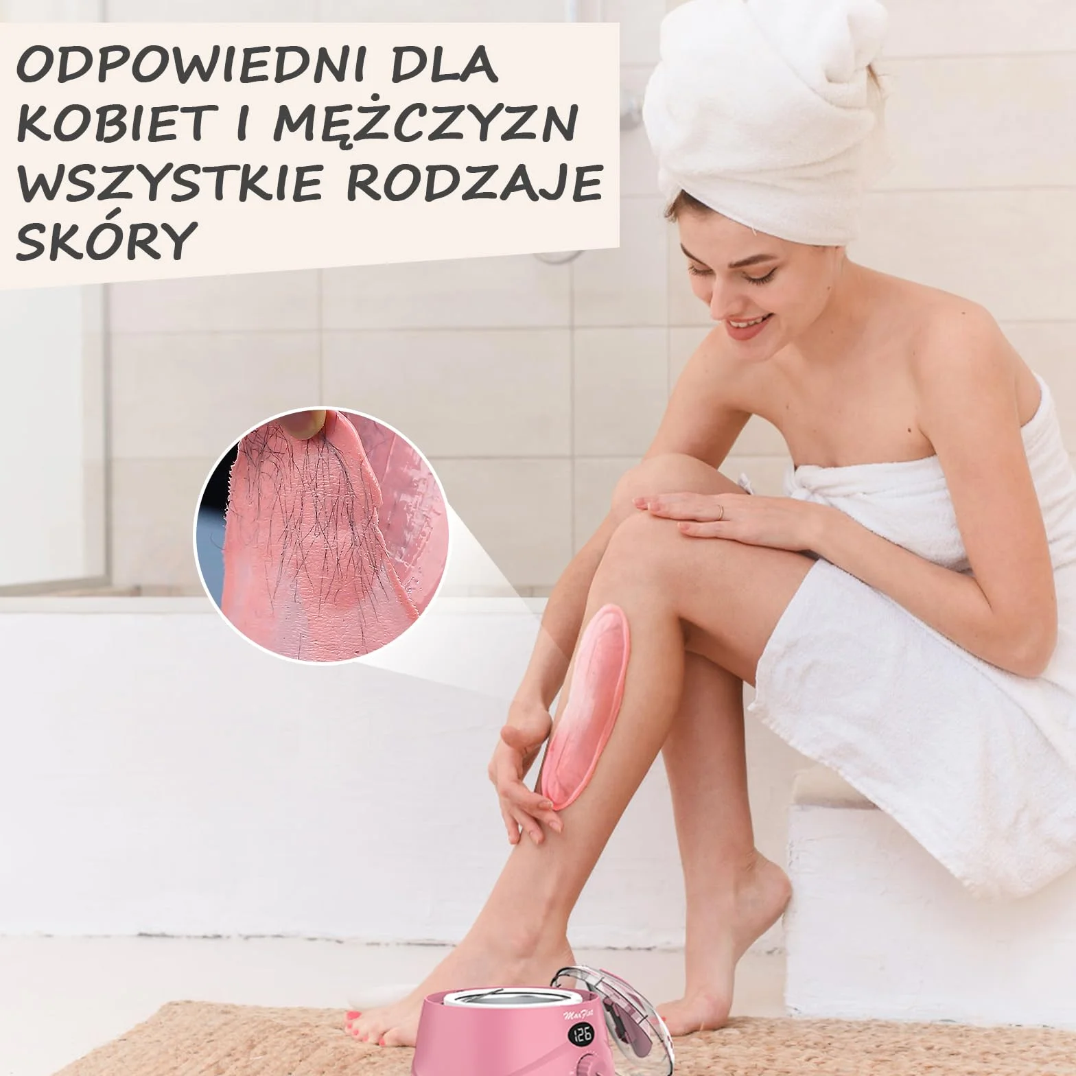 Zestaw do depilacji wosku, podgrzewacz wosku z akcesoriami do woskowania, wosk brazylijski do całego ciała