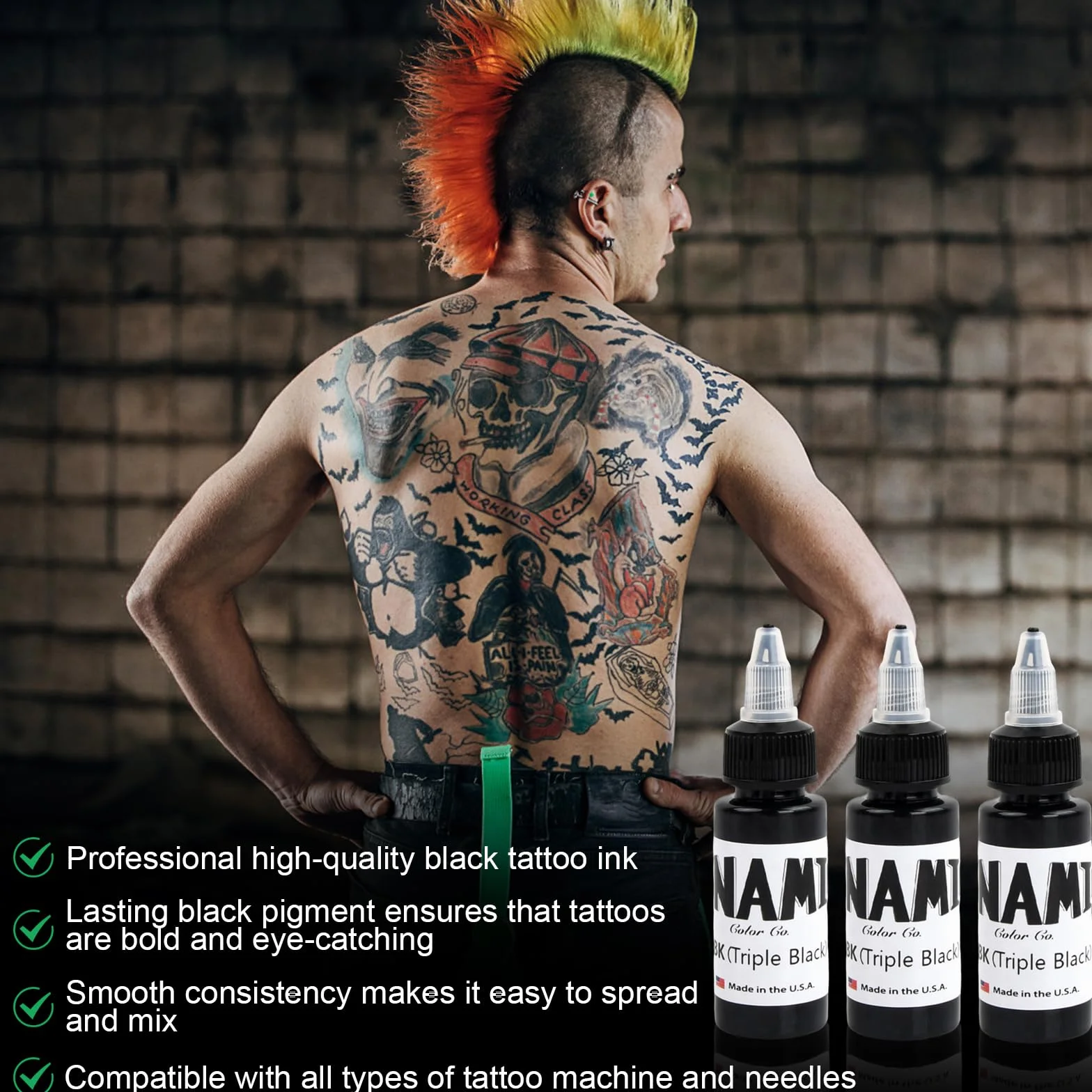 Czarny tusz do tatuażu 1 uncja 30 ml pigment trwały
