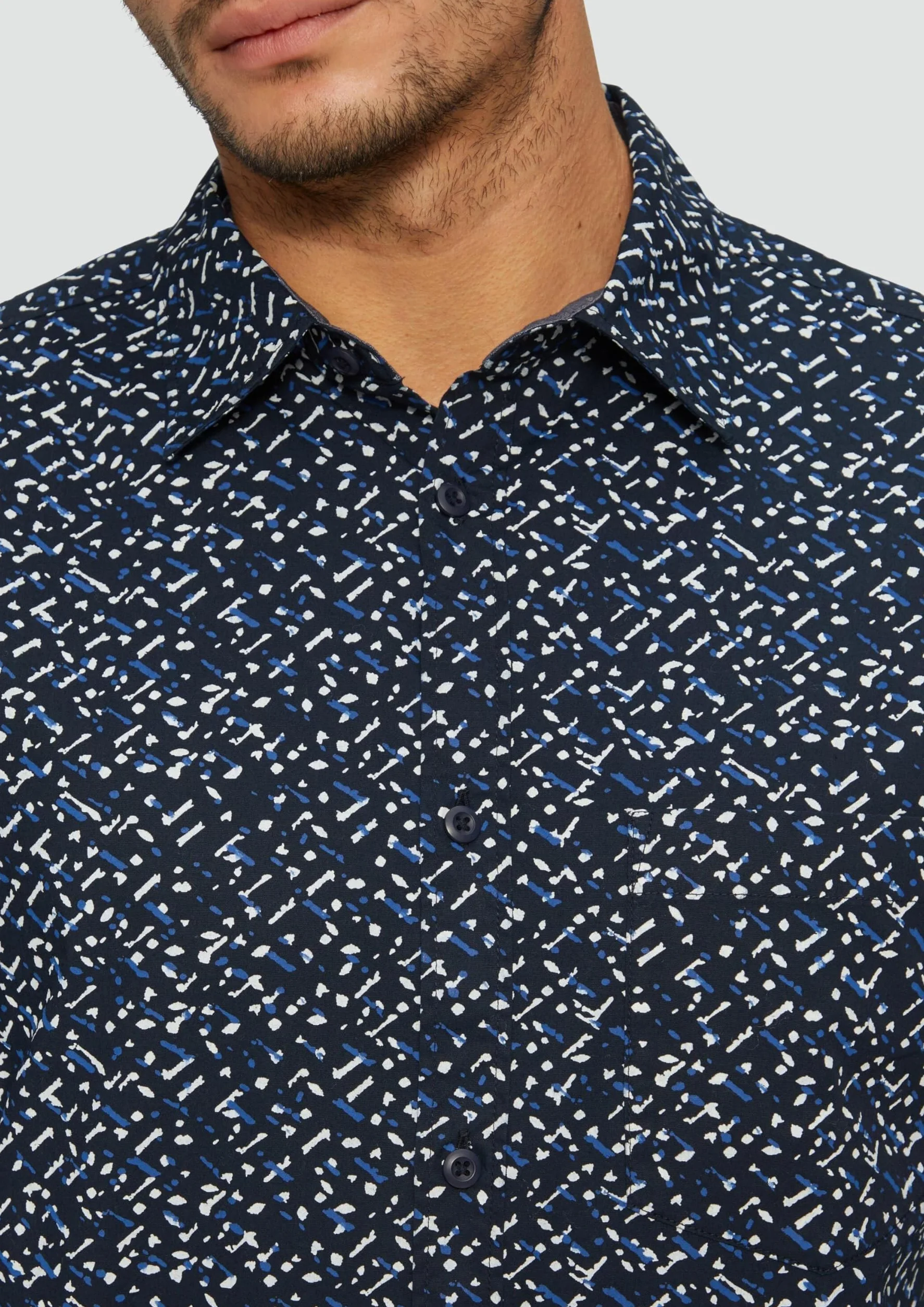 s.Oliver Slim Fit: Wzorzysta koszula z popeliny, 59A1_Navy, 3XL