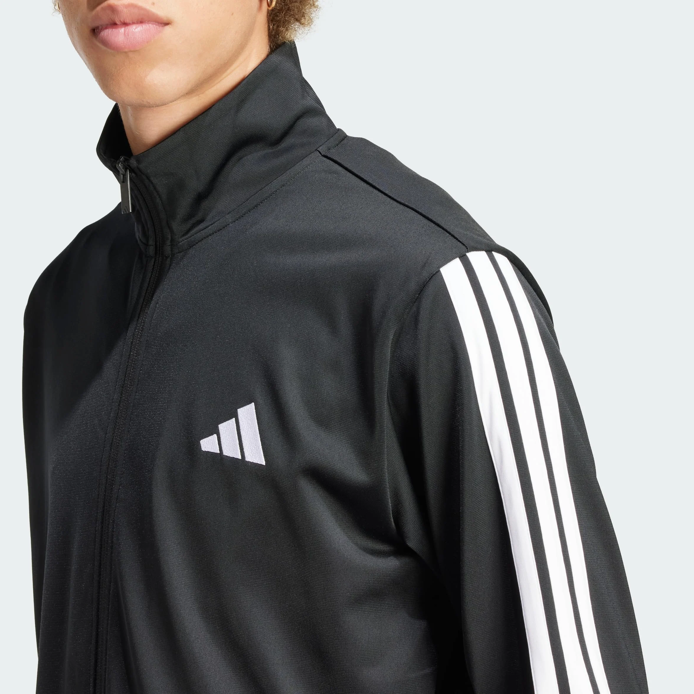 adidas Mężczyźni SPORTSWEAR BASIC 3 STRIPES TRICOT TRACKSUIT, Black, L Tall