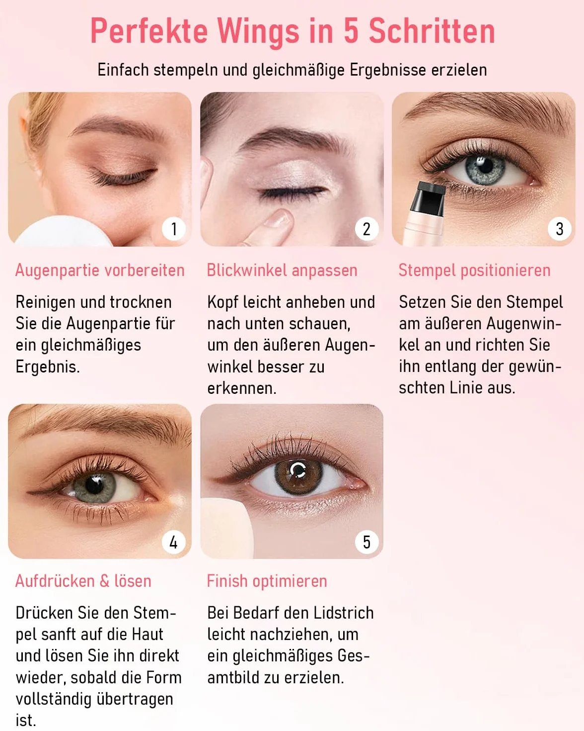 EONFAVE Stempel do eyelinera, dwustronny, wzór skrzydła na lewą i prawą stronę, precyzyjna kreska z obrotową konstrukcją, wodoodporny, długotrwały makijaż