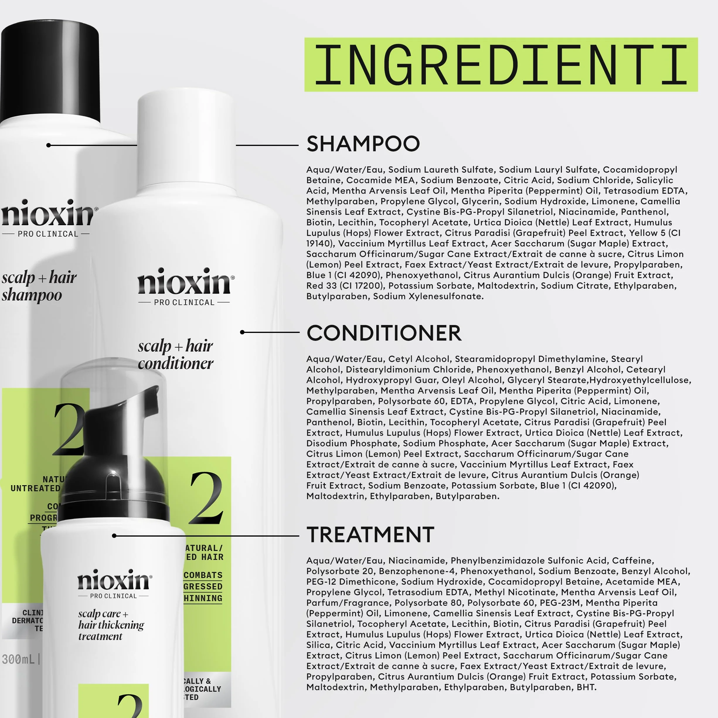 Nioxin Szampon + system zagęszczania włosów 2 - zaawansowane przerzedzenie naturalne włosy - szampon, odżywka i pielęgnacja skóry głowy (150 + 150 + 40 ml)