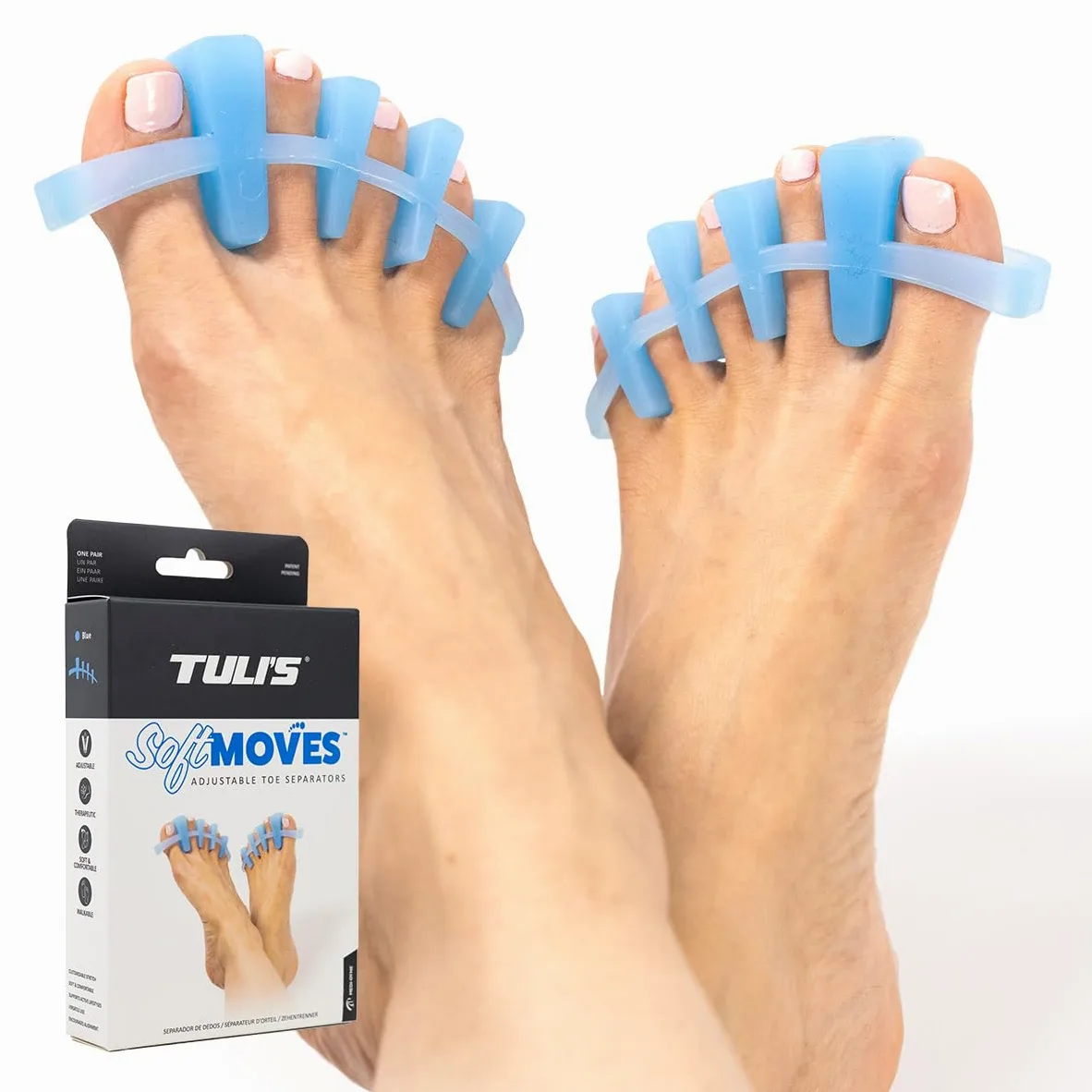Tuli's SoftMoves Regulowane Separatory Palców na Haluksy, Palce Młotkowate, Zapalenie Powięzi Podeszwy, Nerwiak Mortona, Jeden Rozmiar