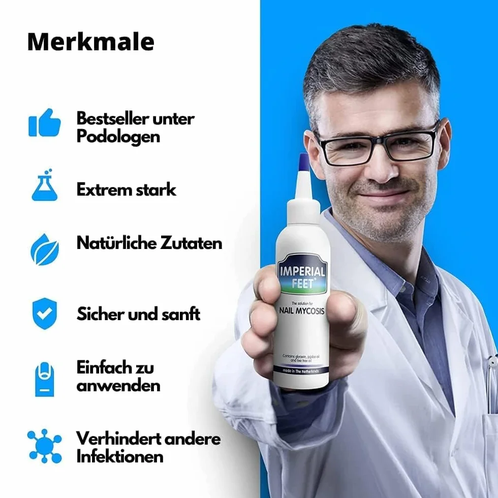 Imperial Feet Środek na Grzybicę Paznokci - Naturalny Preparat na Grzybice i Choroby - Krople z Gliceryną, Olejkiem Jojoba i z Drzewa Herbacianego, Bez Wody - Wyprodukowany w Europie - Butelka 75ml