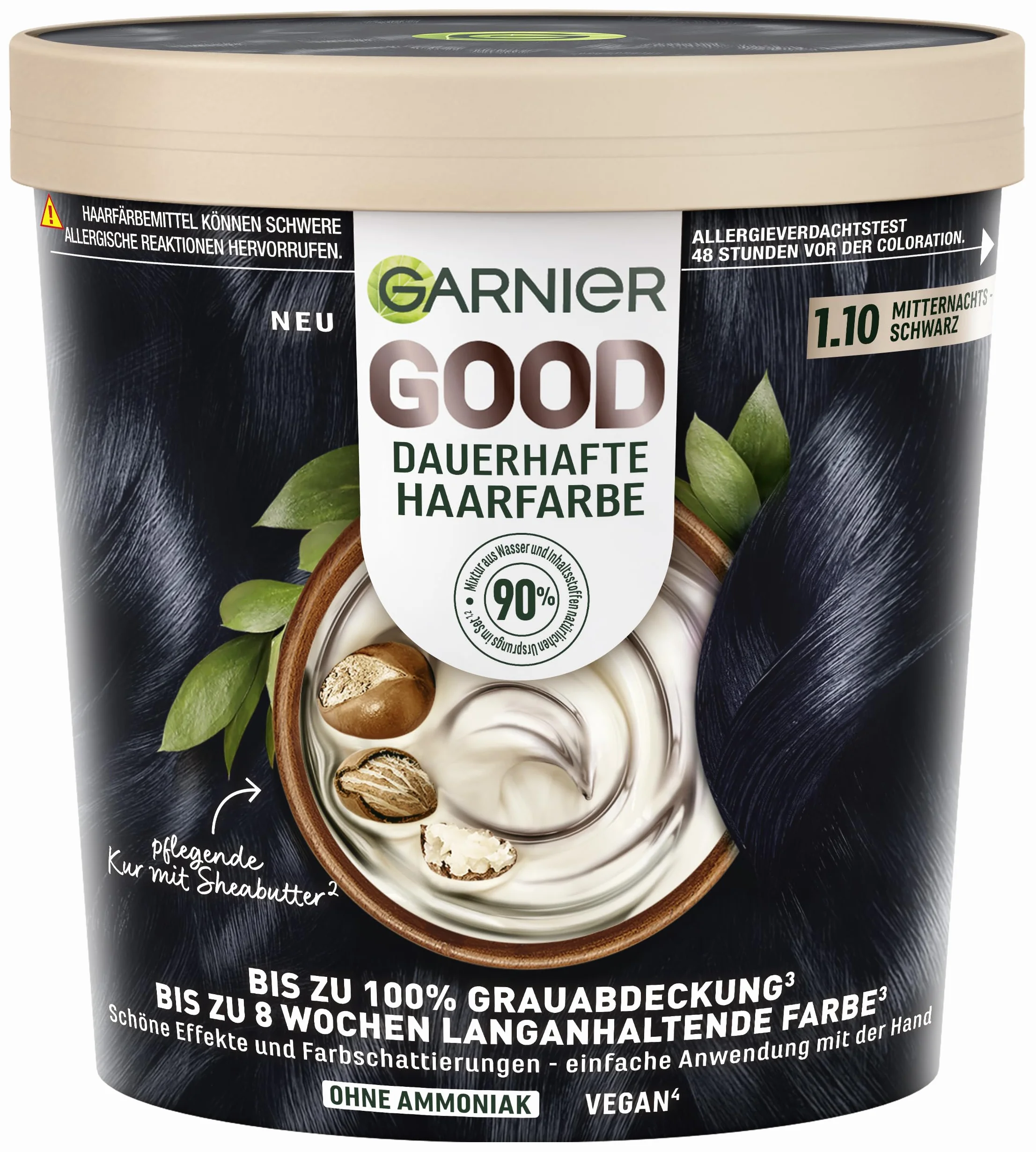 Garnier GOOD trwała farba do włosów 1.10 kolor czarny o północy bez amoniaku 100% pokrycia siwego 1 szt.