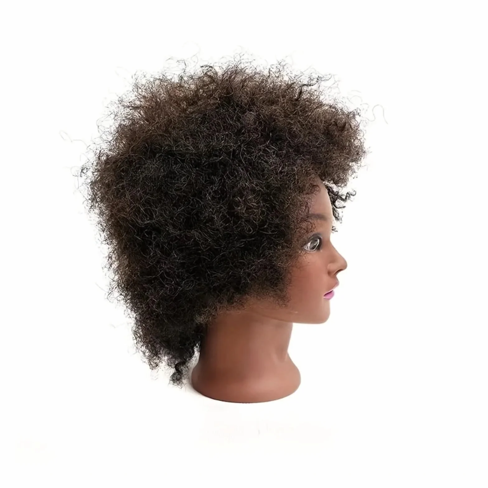 African mannequin head curly hair with display stand practice braiding hair styling