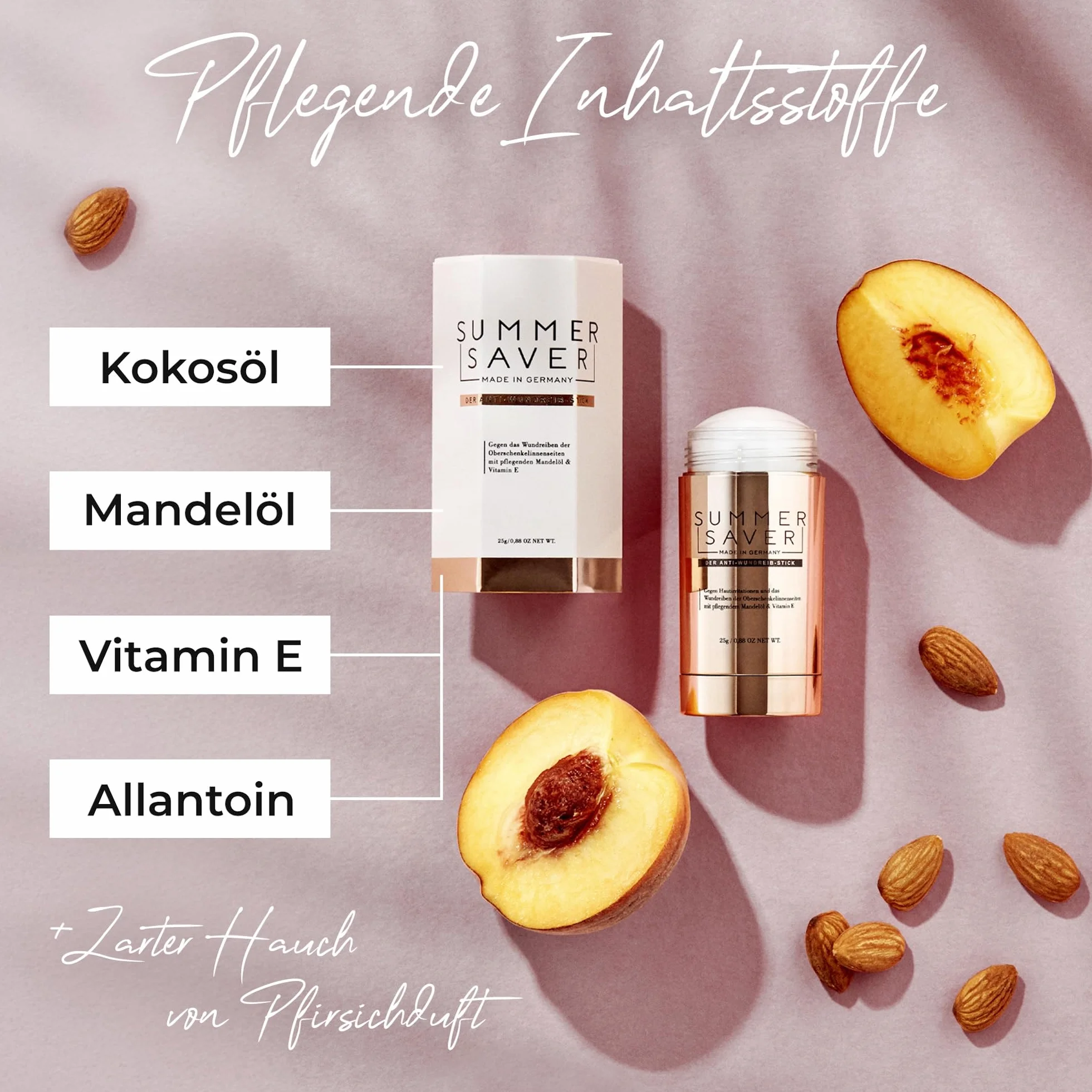 SUMMERSAVER Woman – sztyft przeciw otarciom 25g – do ud, pach i okolic biustonosza – z olejem kokosowym i migdałowym, witaminą E, alantoiną – produkt wegański, przetestowany dermatologicznie