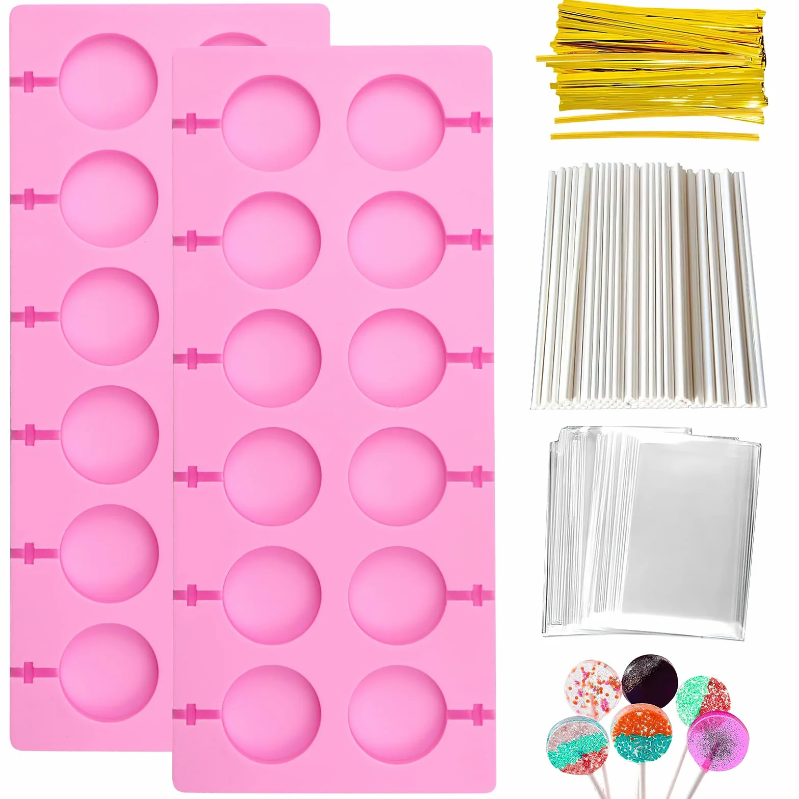 Silikonowa forma do lizaków, forma do lizaków 20 Cake Pop silikonowa forma Cake Pop forma z 100 sztuk patyczków do lizaków i 10 przezroczystych torebek forma do lizaków forma do pieczenia lizaków