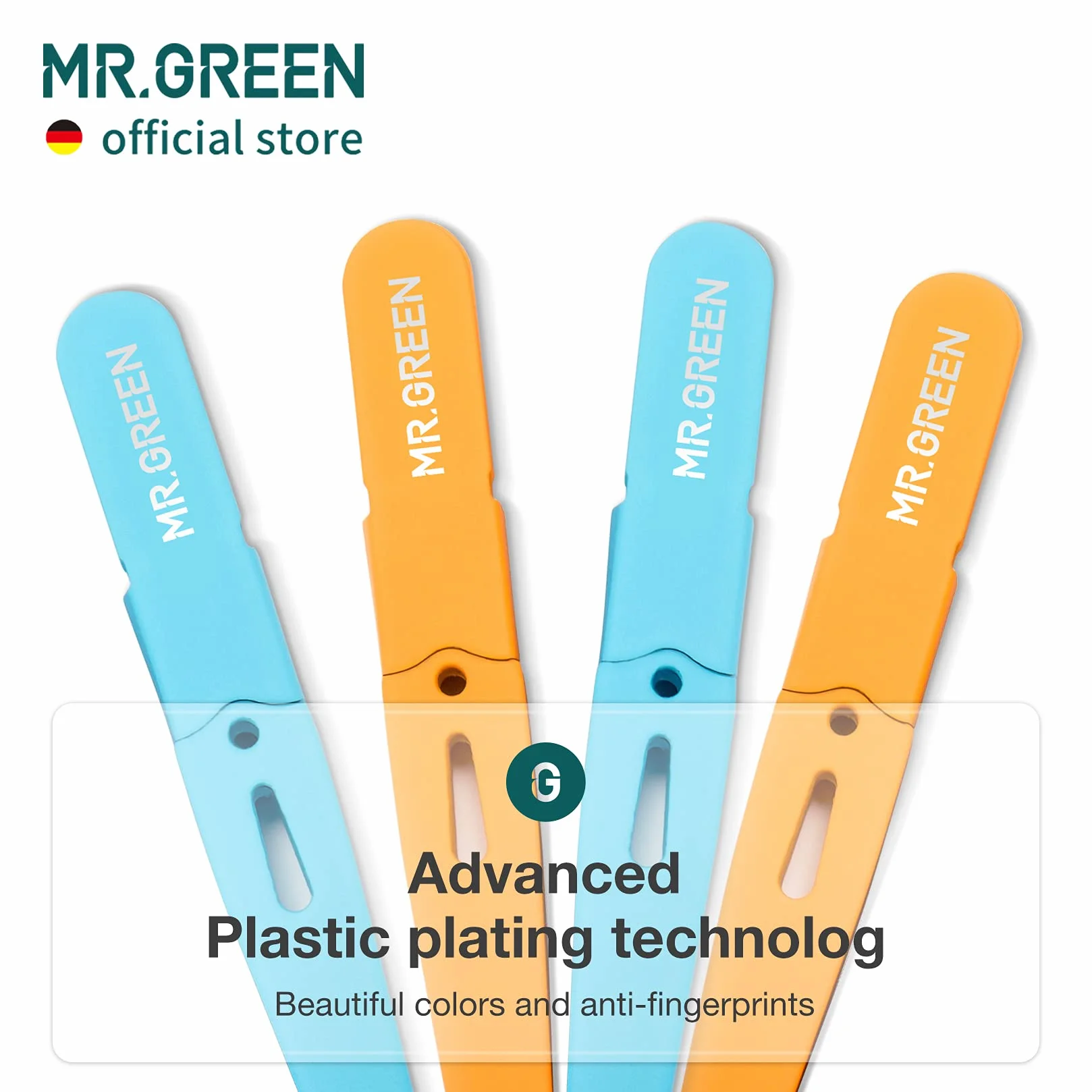 MR.GREEN Pęseta do brwi ze stali nierdzewnej ukośna pomarańczowa