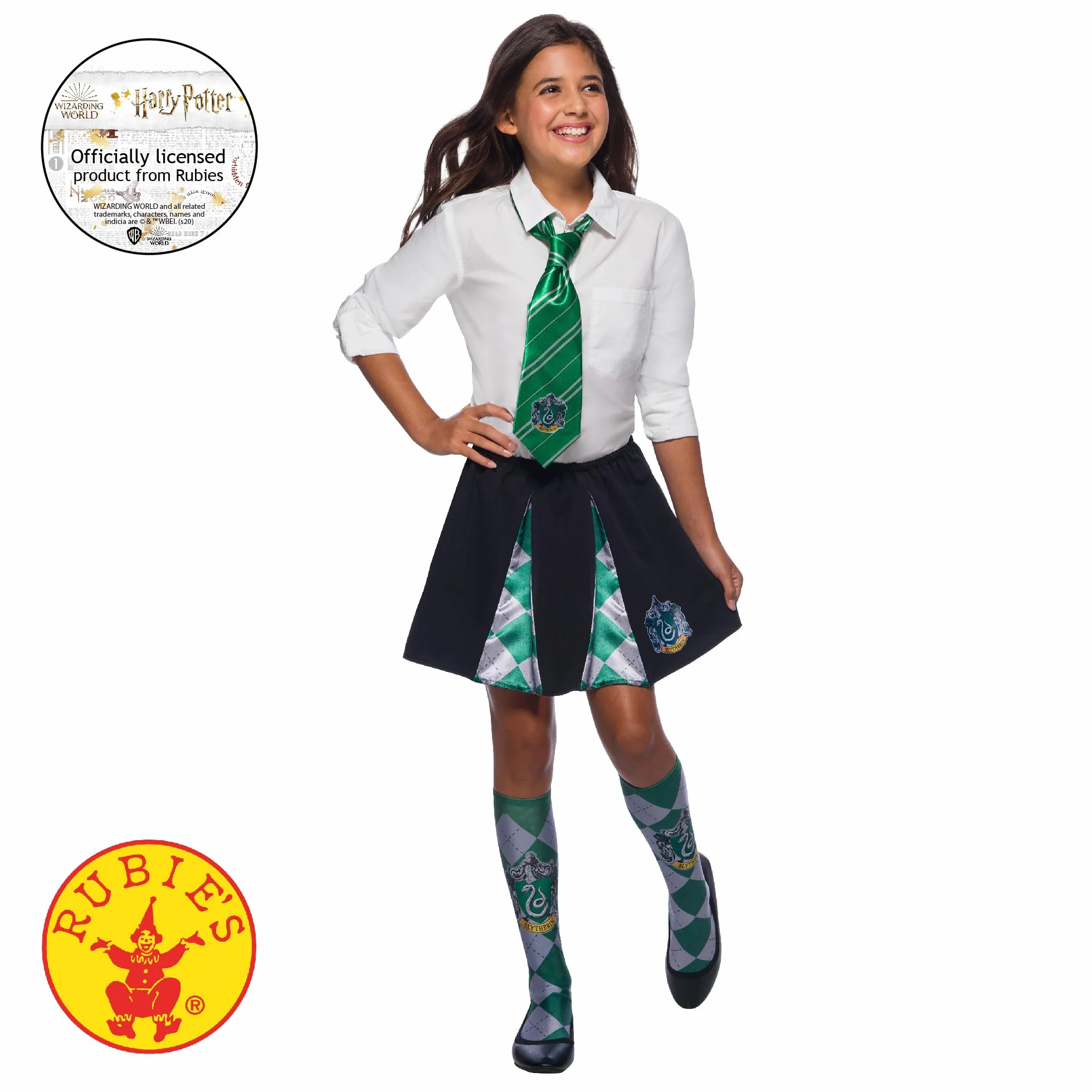 RUBIES Harry Potter Oficjalny krawat slytherinowy, akcesoria do przebrania dzieci, jeden rozmiar - 6 lat, na Halloween, karnawał, pomysł na prezent świąteczny