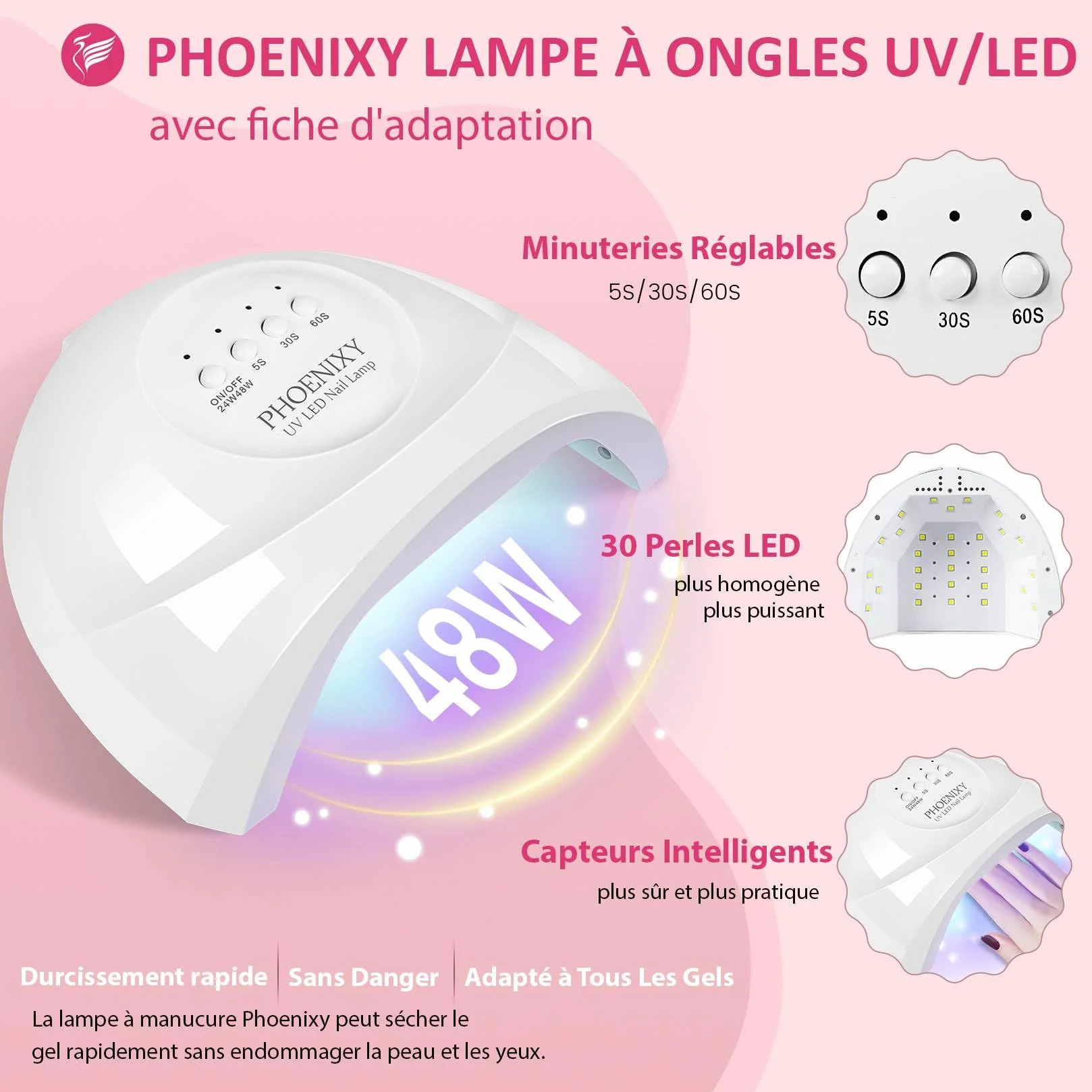 Zestaw żelowych lakierów do paznokci z lampą UV 48W, 51 szt., 20 kolorów