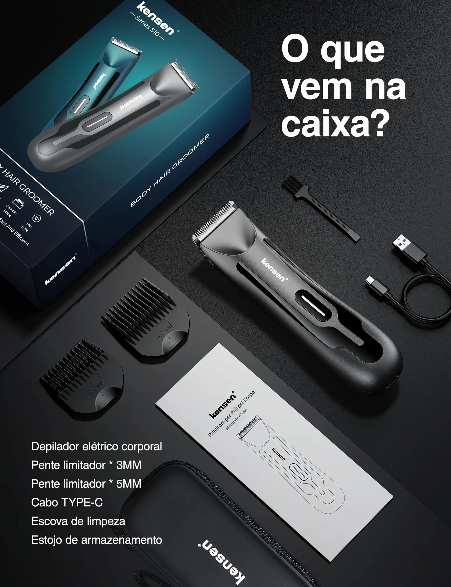 Trymer do włosów na ciele, golarka intymna dla mężczyzn, elektryczny trymer do piłek, do jajek i listew, wodoszczelna maszynka do strzyżenia włosów na mokro/sucho, ceramiczne ostrza, golarka do z oświetleniem LED